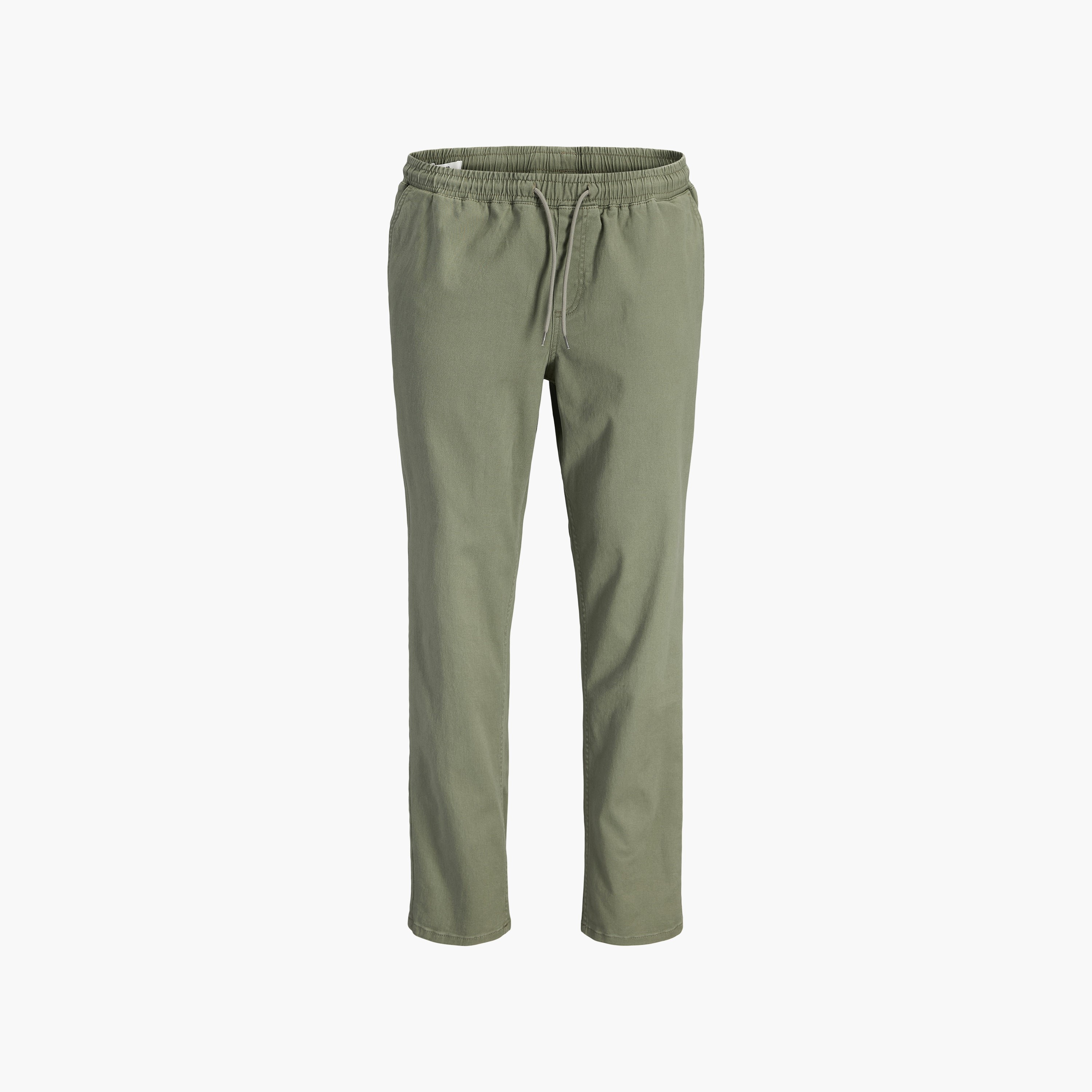 بنطلون رياضي (جوغر) رجالي جاك آند جونز سادة برباط شد وخصر متوسط الارتفاع-men-clothing-bottoms-joggers-image-11