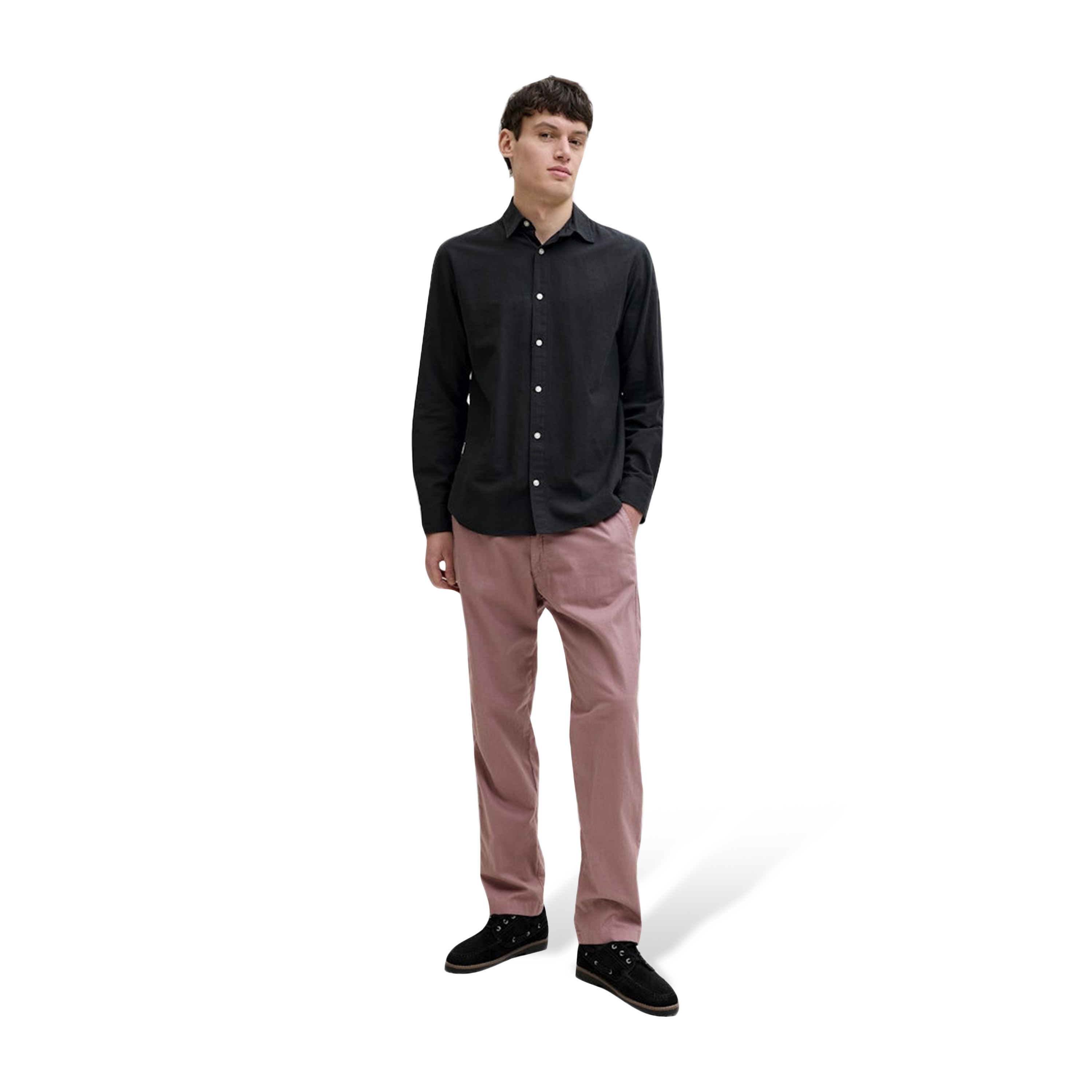 Jack & Jones Regular Fit Plain Point Collar Long Sleeves Men's Shirt-men-clothing-shirts-image-2