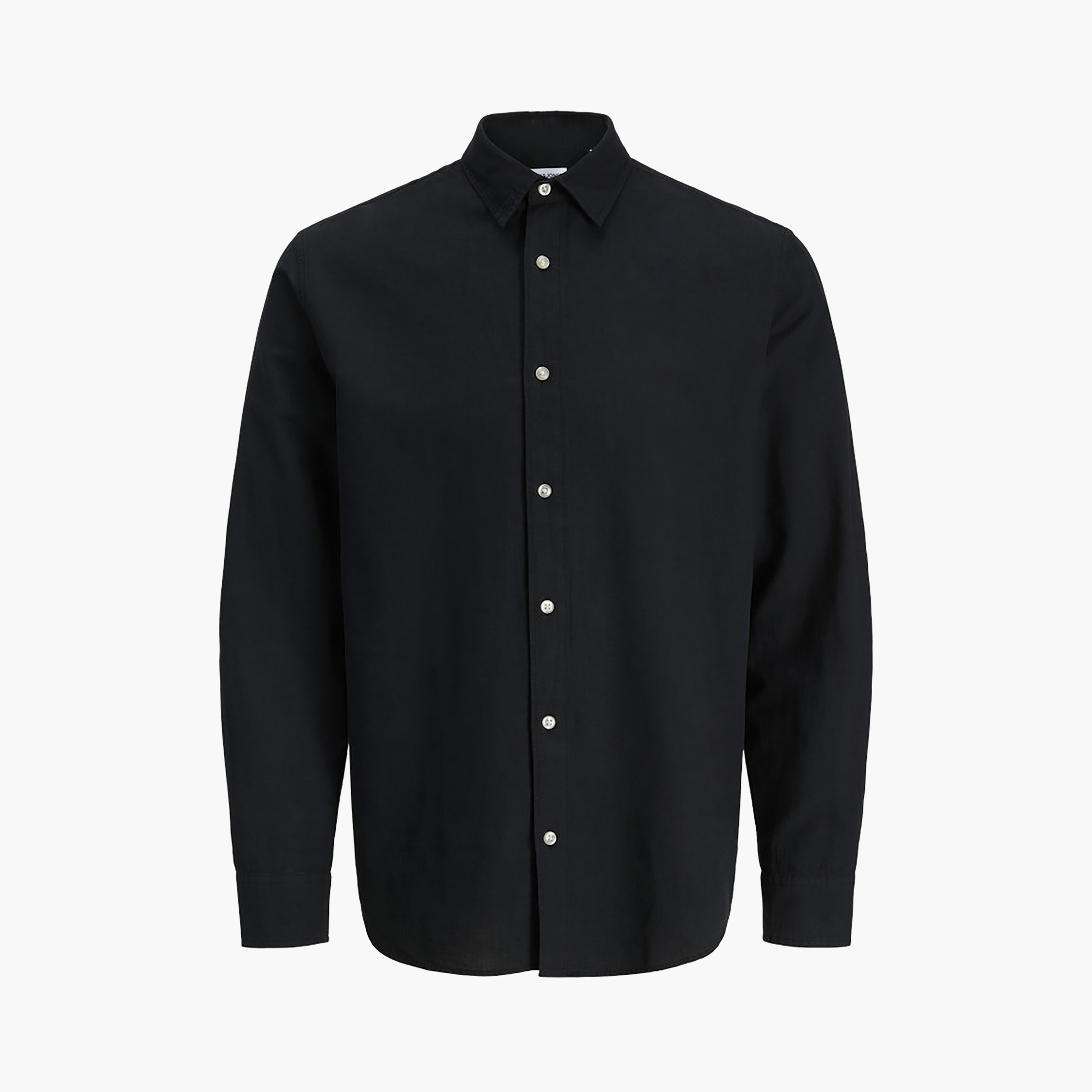 قميص سادة بقصة "ريجيولار فيت" بياقة مدببة وأكمام طويلة رجالي من جاك أند جونز-men-clothing-shirts-image-7
