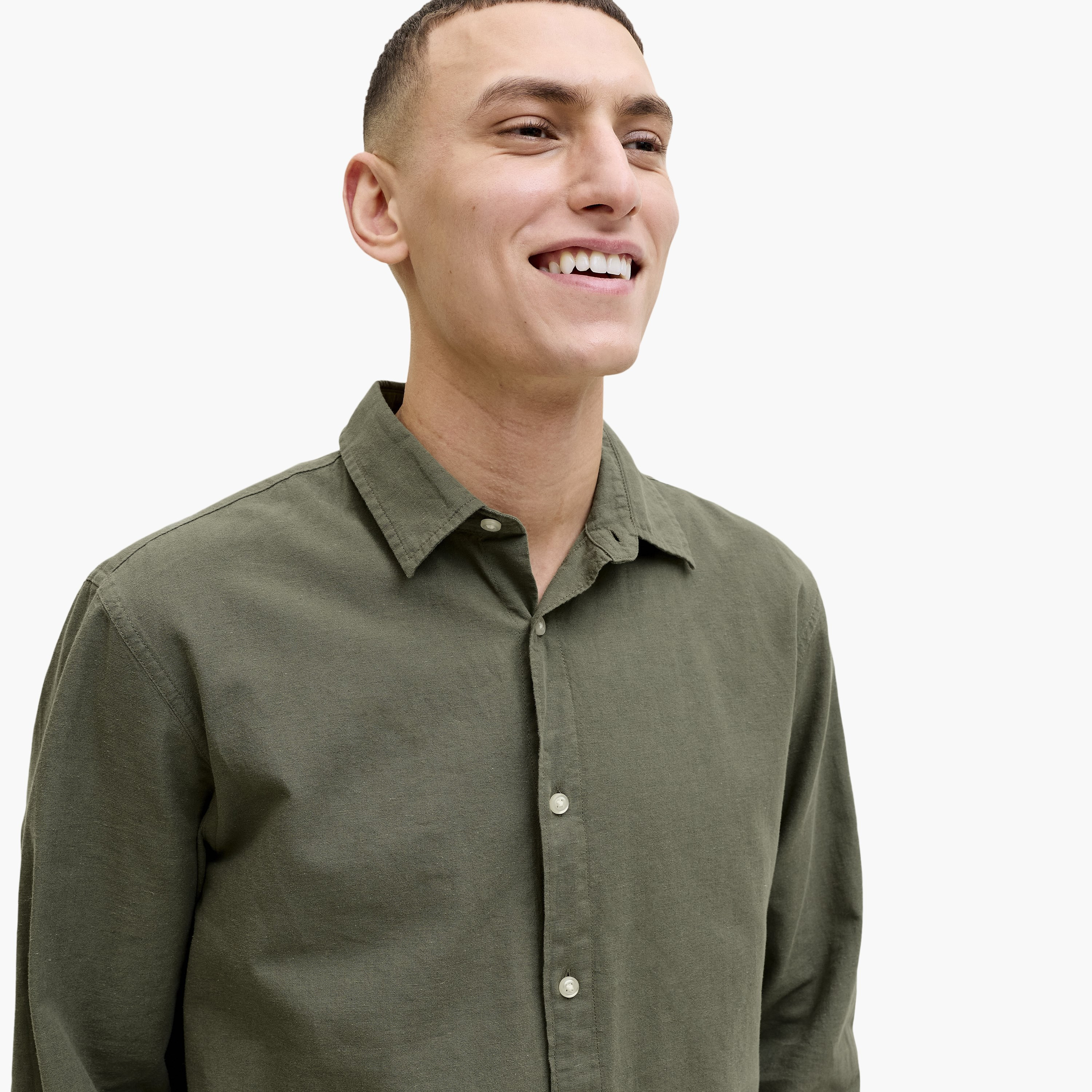 Jack & Jones Regular Fit Plain Point Collar Long Sleeves Men's Shirt-men-clothing-shirts-image-3