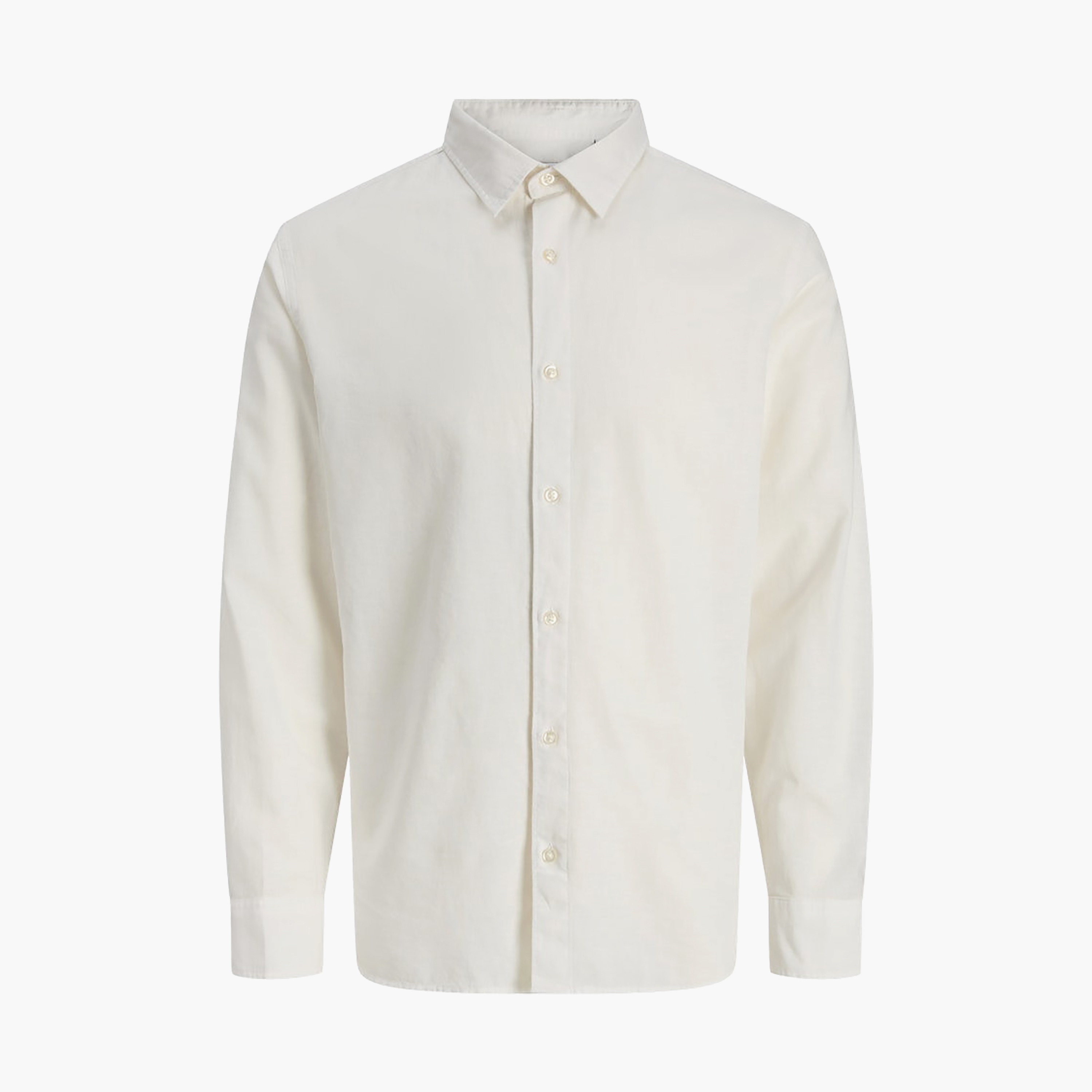 قميص سادة بقصة "ريجيولار فيت" بياقة مدببة وأكمام طويلة رجالي من جاك أند جونز-men-clothing-shirts-image-27