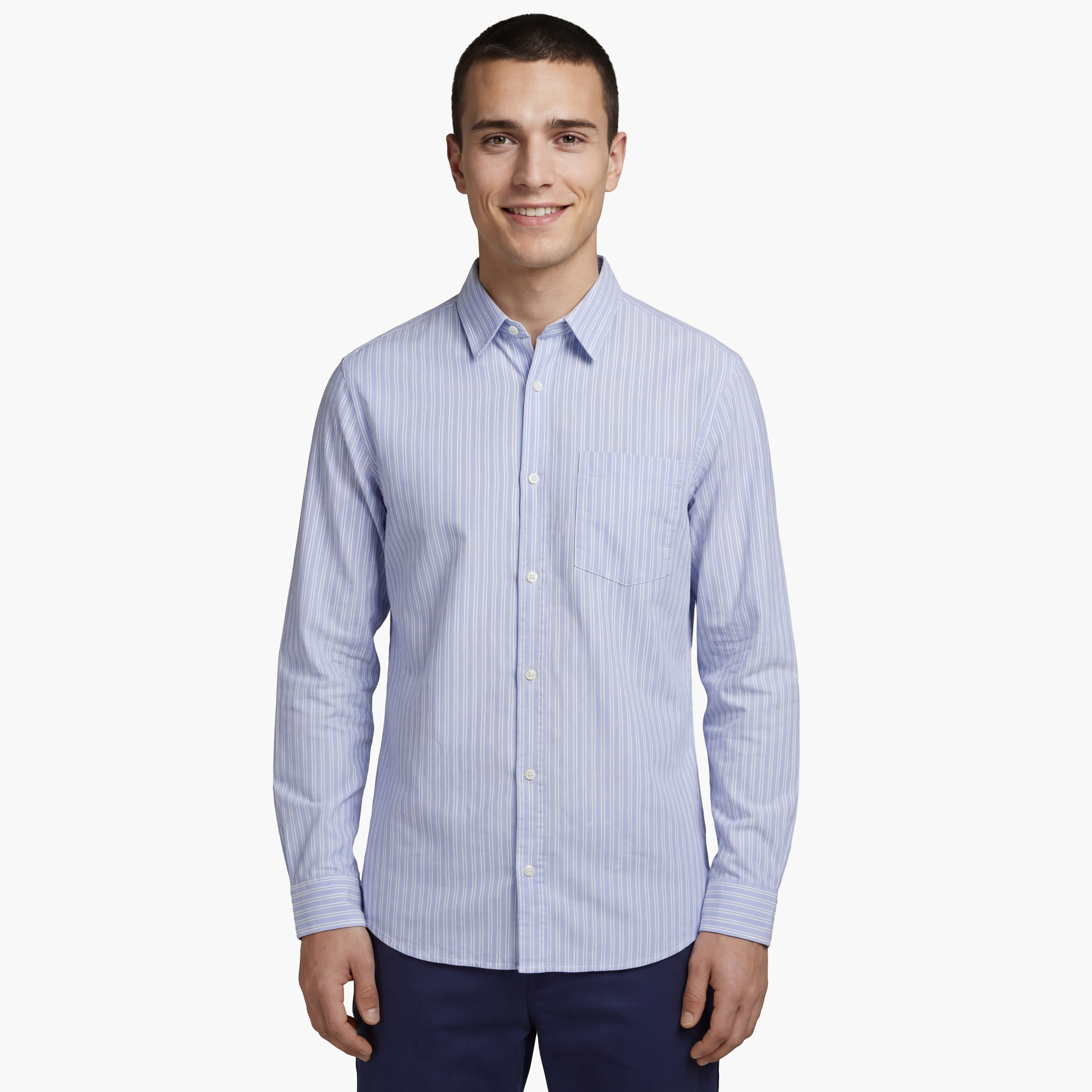 Jack & Jones Relaxed Fit Striped Spread Collar Long Sleeves Men's Shirt-men-clothing-shirts-image-1