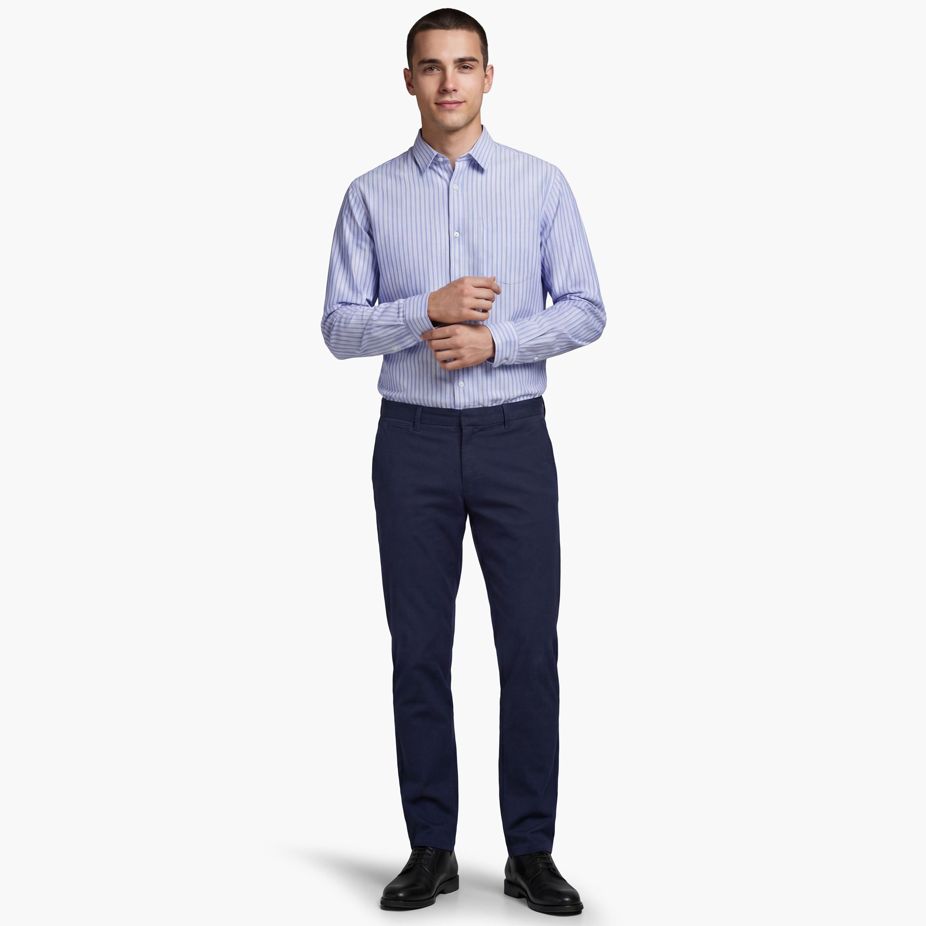 Jack & Jones Relaxed Fit Striped Spread Collar Long Sleeves Men's Shirt-men-clothing-shirts-image-2