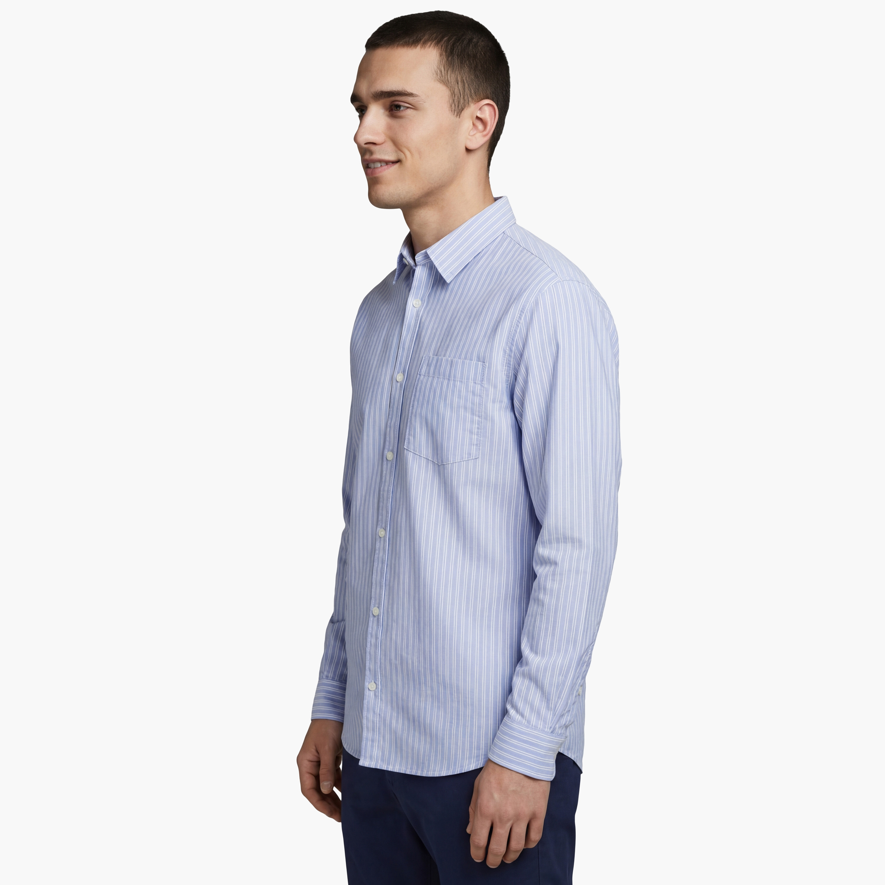 Jack & Jones Relaxed Fit Striped Spread Collar Long Sleeves Men's Shirt-men-clothing-shirts-image-4