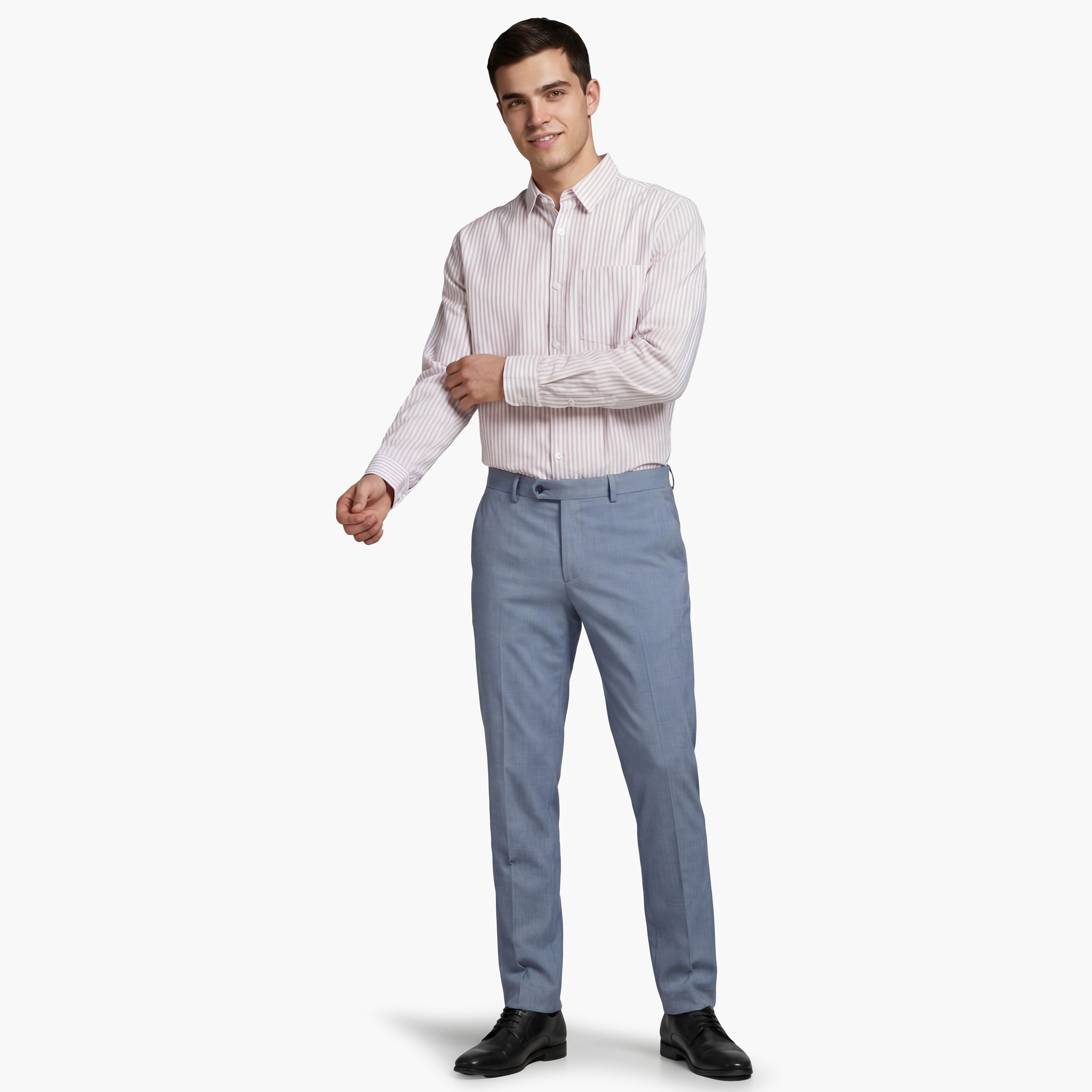 قميص رجالي مخطط بقصة مريحة بياقة مفرودة وأكمام طويلة من جاك آند جونز-men-clothing-shirts-image-8