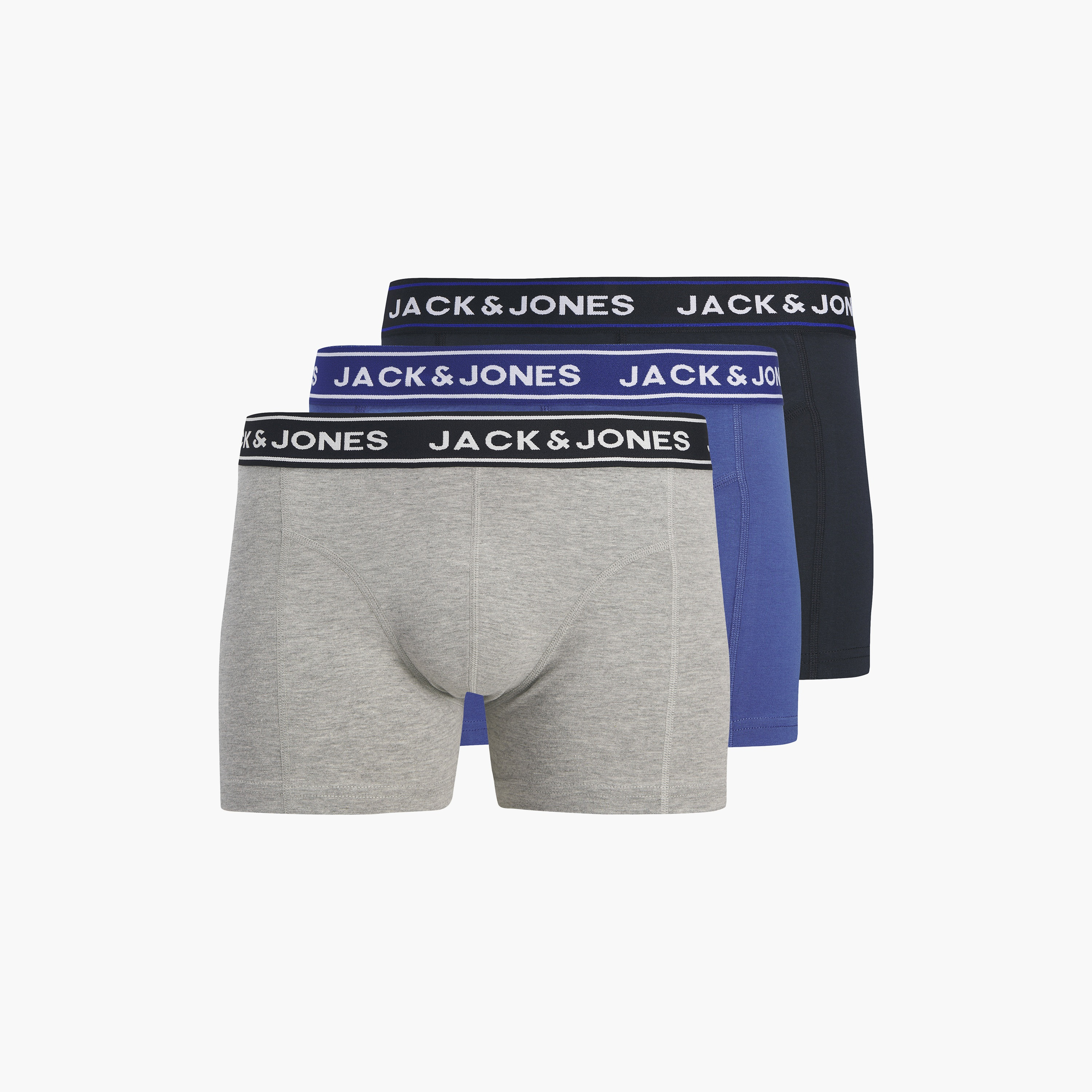 Jack & Jones Pack of 3 Brand Print Waistband Men's Trunks-men-clothing-innerwear-underwear-image-1