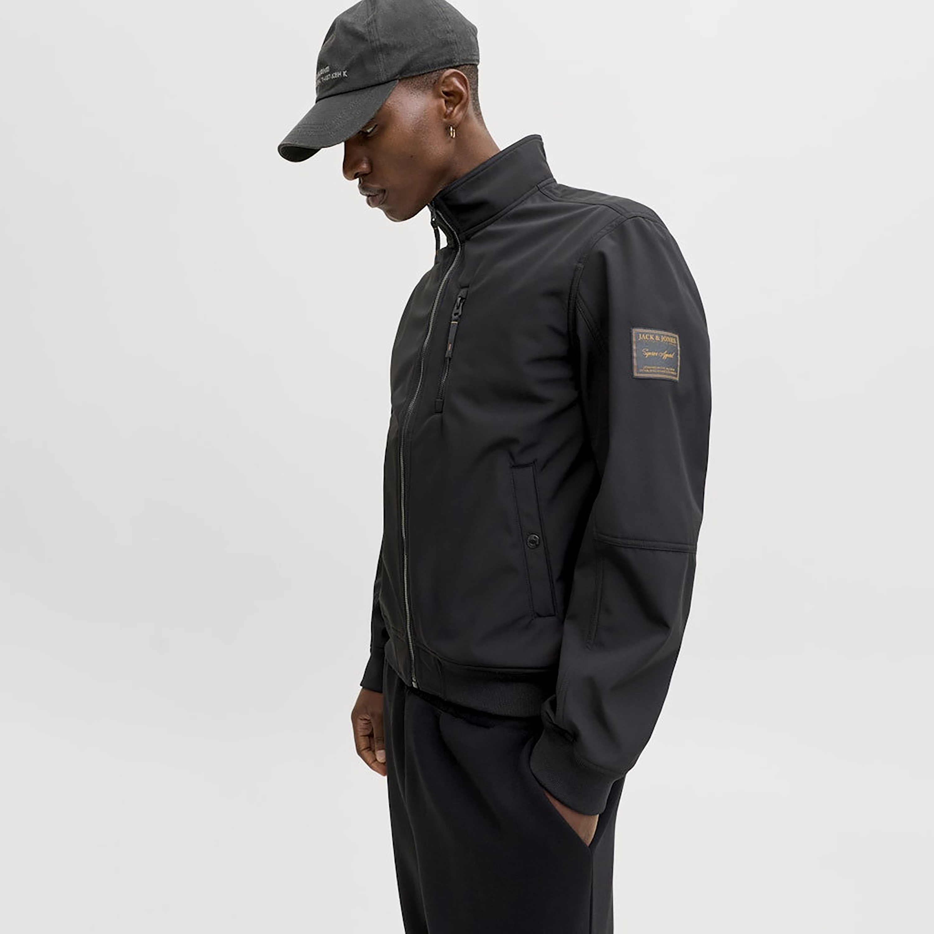 Jack & Jones Plain High Stan-Up Collar Long Sleeves Shoftshell Men's Jacket-men-clothing-jacketsandblazers-jackets-image-5