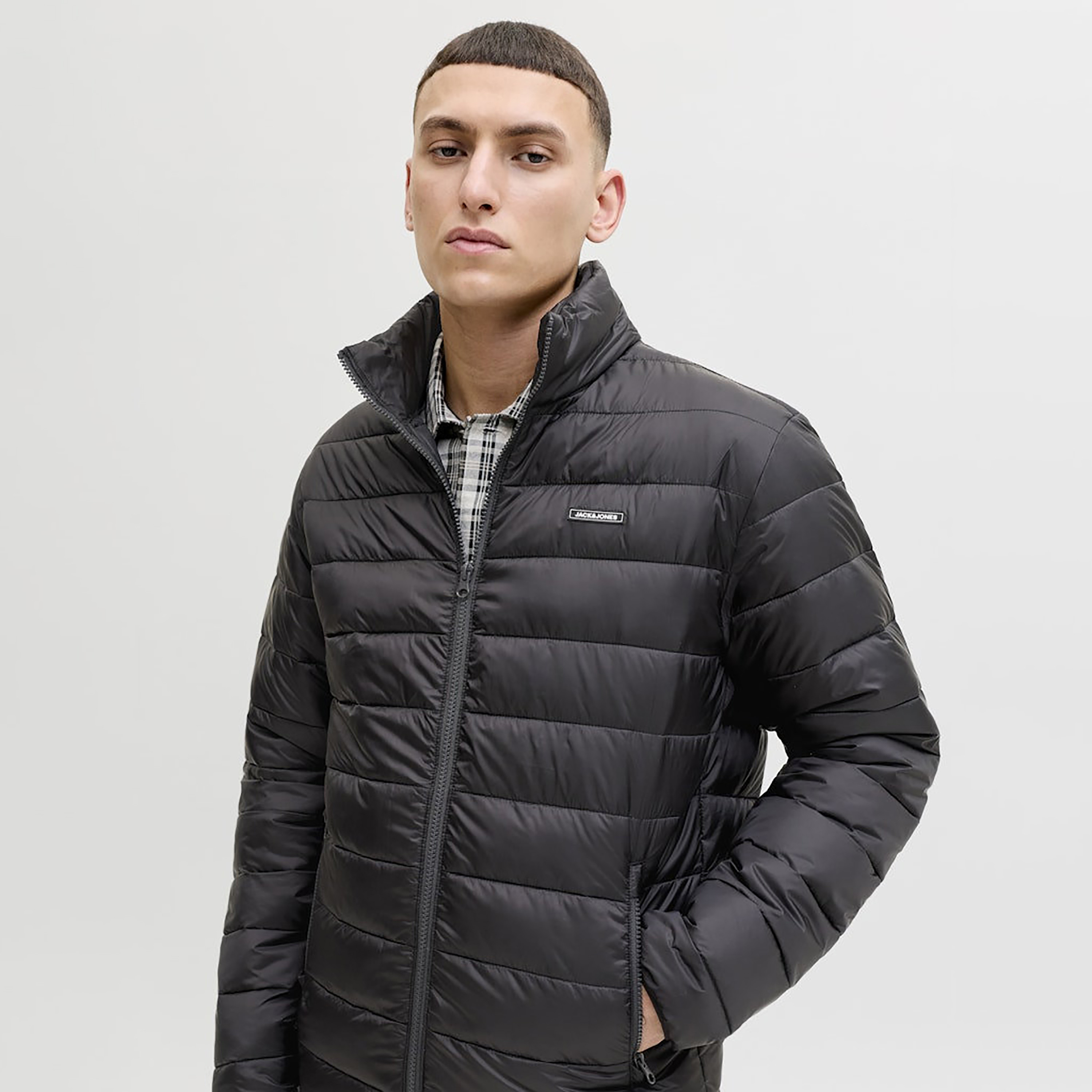 Jack & Jones Plain High Stan-Up Collar Long Sleeves Men's Puffer Jacket-men-clothing-jacketsandblazers-jackets-image-3