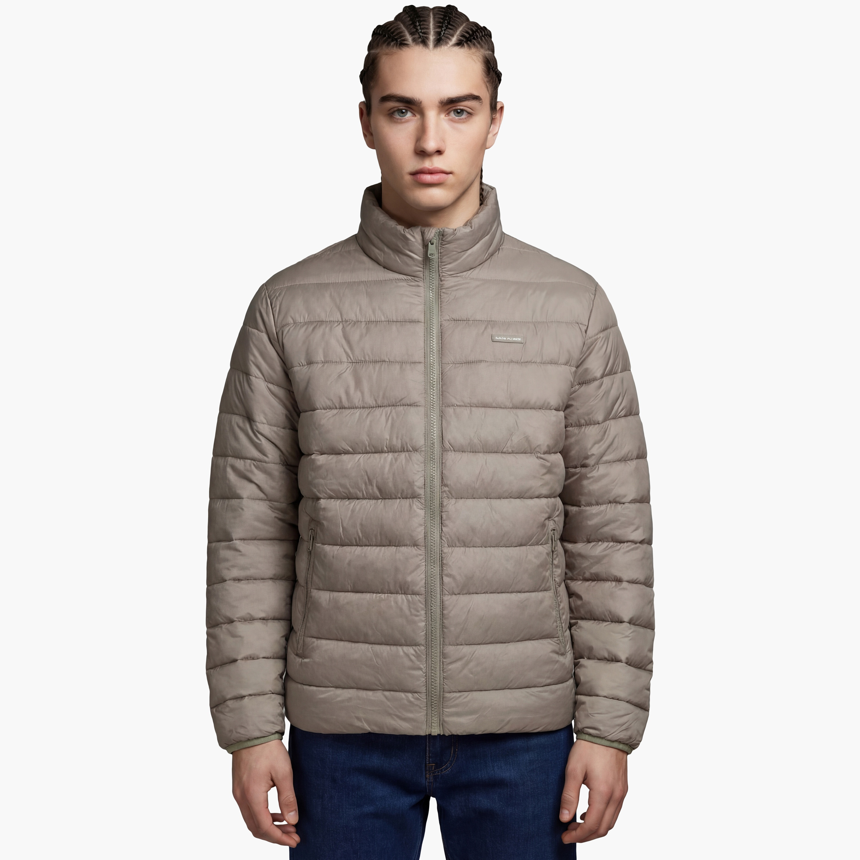 جاكيت "بافر" رجالي سادة بياقة عالية وأكمام طويلة من جاك آند جونز-men-clothing-jacketsandblazers-jackets-image-6