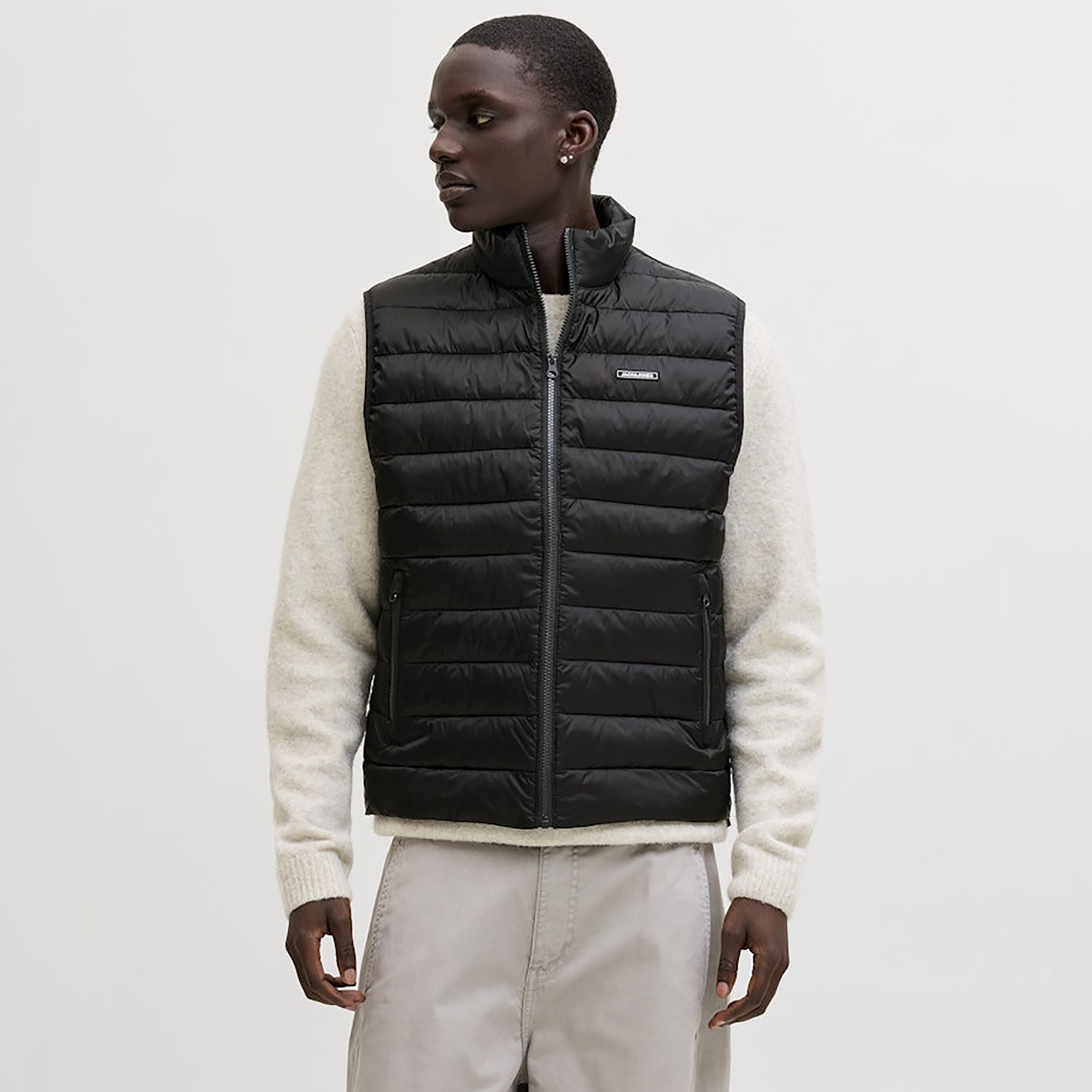 Jack & Jones Plain High Stand-Up Collar Sleeveless Puffer Men's Gilet-men-clothing-jacketsandblazers-jackets-image-1