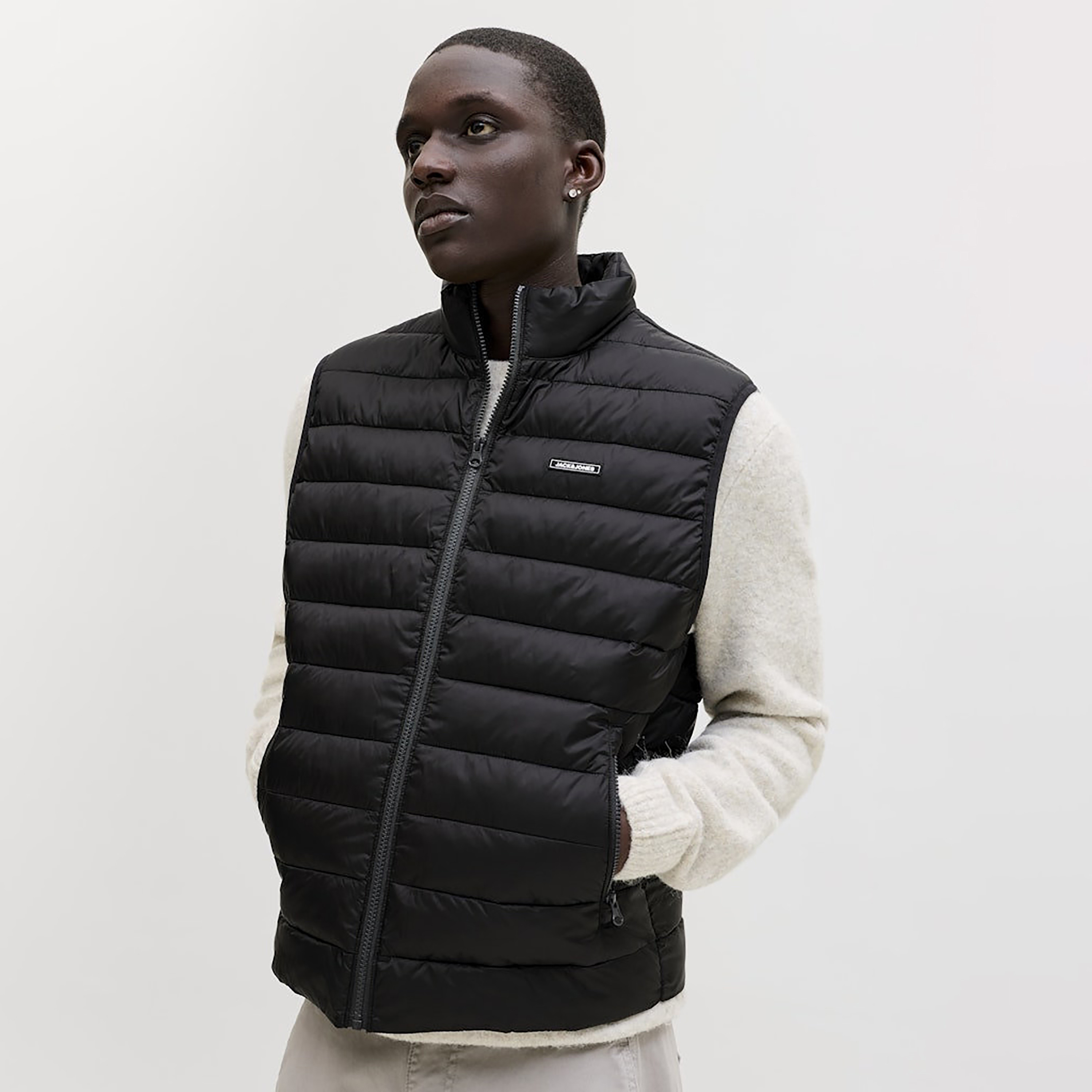 Jack & Jones Plain High Stand-Up Collar Sleeveless Puffer Men's Gilet-men-clothing-jacketsandblazers-jackets-image-6