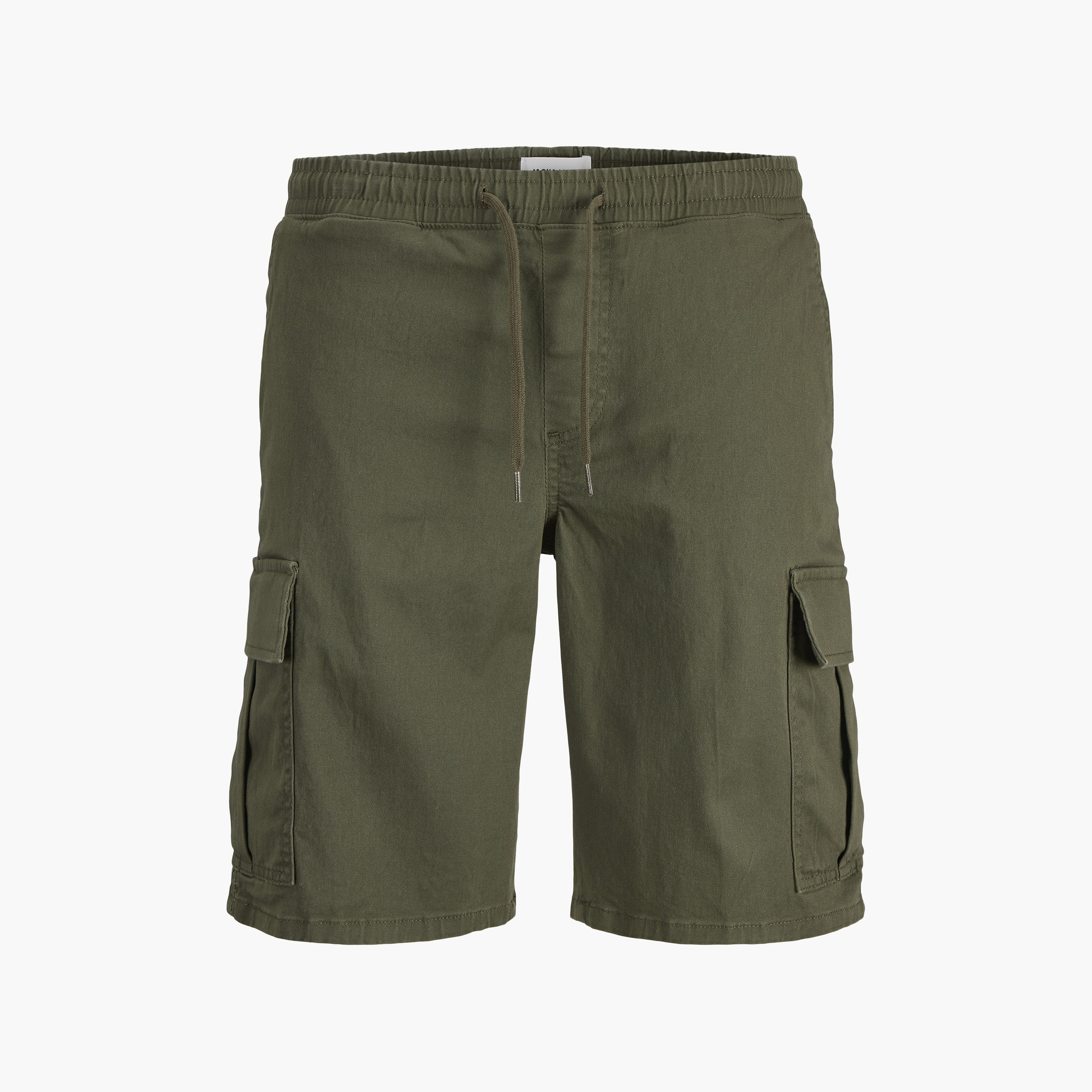 شورت "كارغو" سادة بخصر متوسط الارتفاع ورباط سحب رجالي من جاك أند جونز-men-clothing-bottoms-shorts-image-12