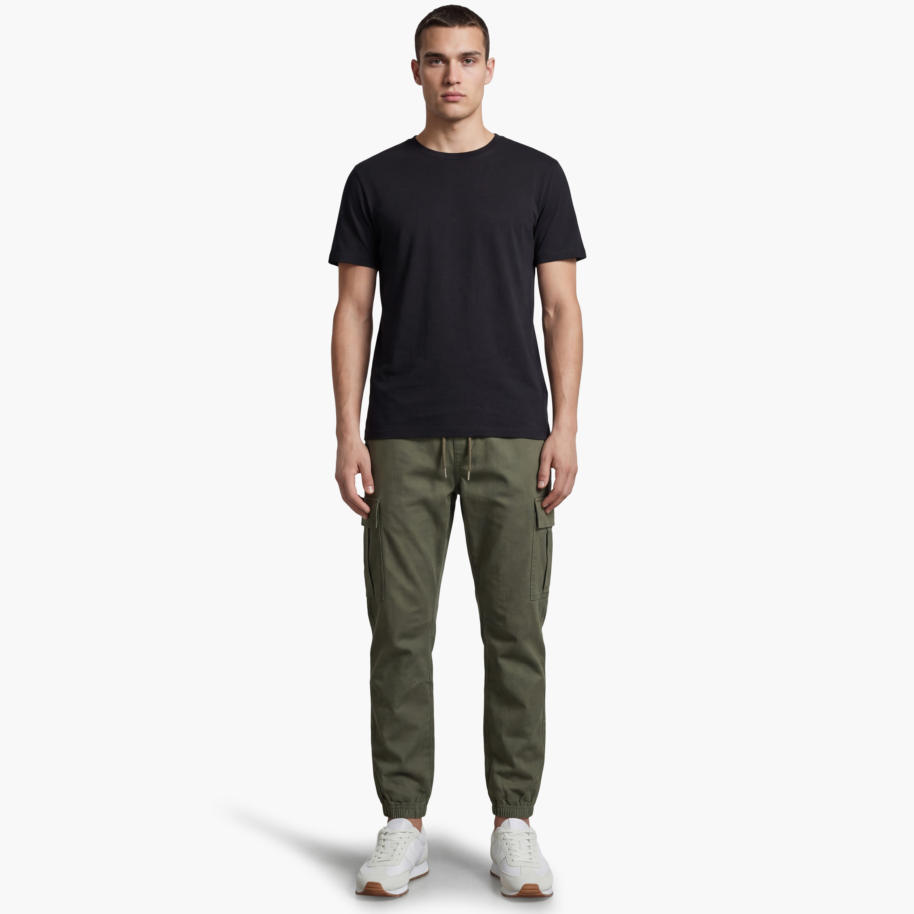 بنطلون جوجر "كارغو" رجالي سادة بخصر متوسط وأربطة من جاك آند جونز-men-clothing-bottoms-trousersandchinos-trousers-image-9
