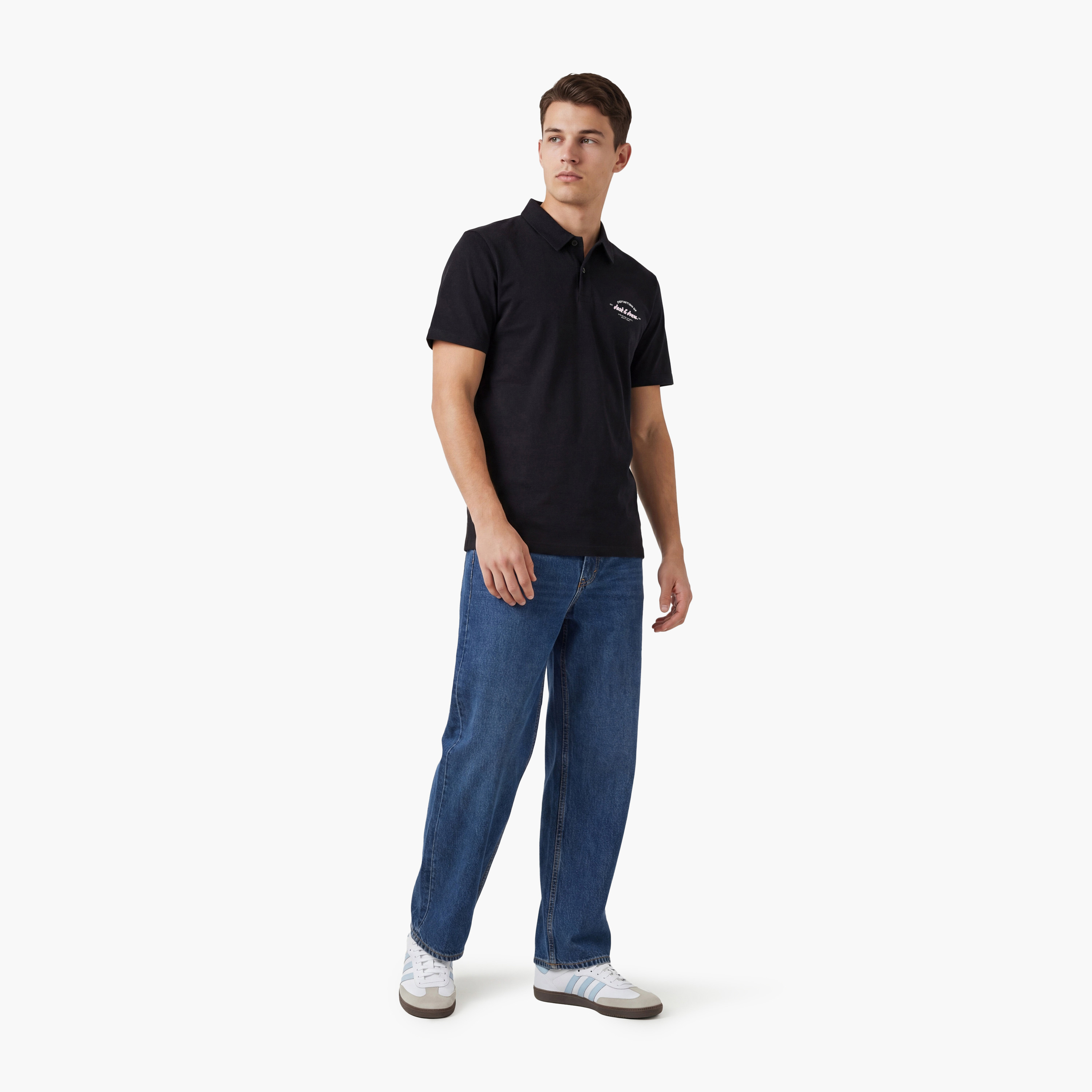 تيشيرت بولو رجالي سادة بياقة وأكمام قصيرة (مقاس كبير) من جاك آند جونز-men-clothing-tshirtsandpolos-polos-image-2