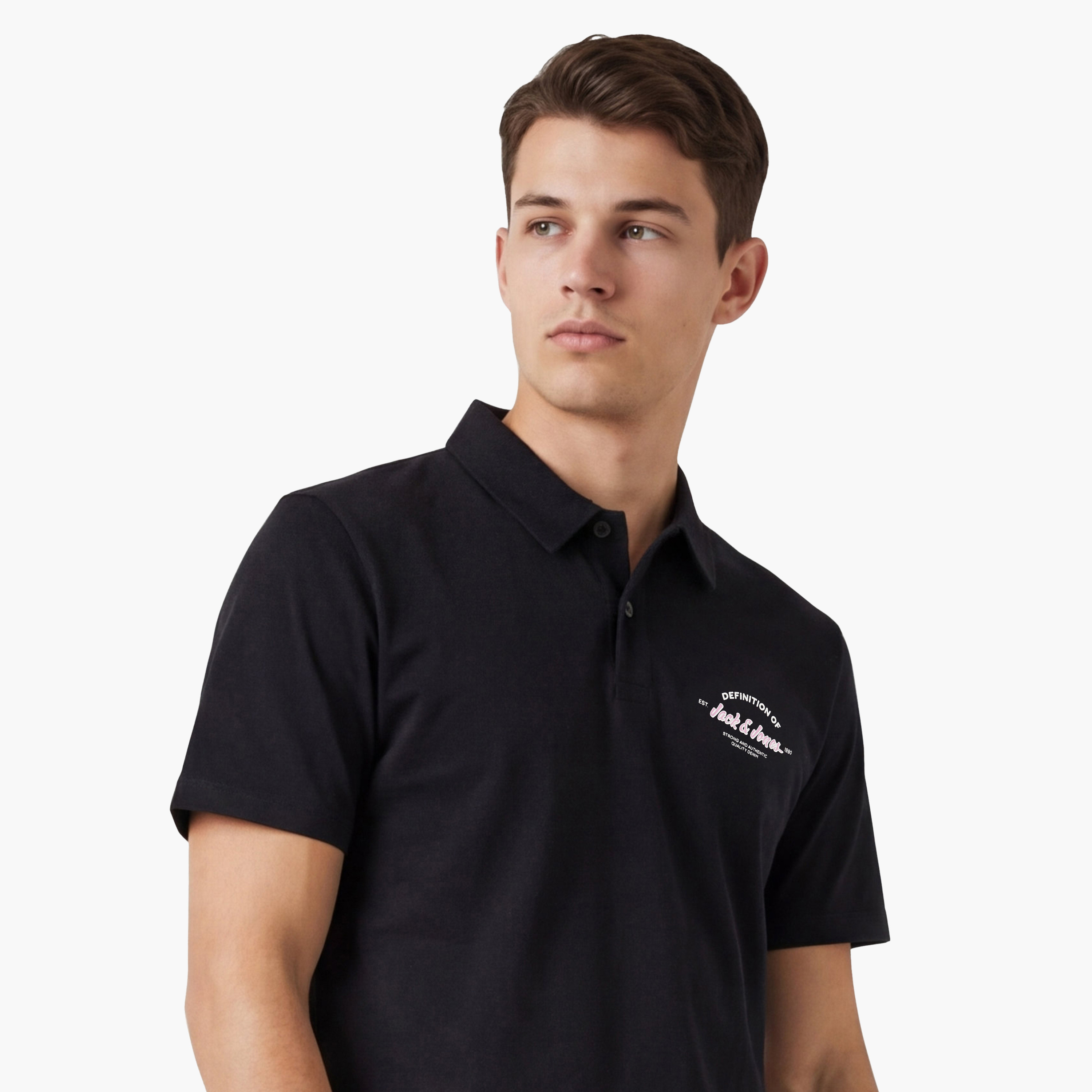 تيشيرت بولو رجالي سادة بياقة وأكمام قصيرة (مقاس كبير) من جاك آند جونز-men-clothing-tshirtsandpolos-polos-image-4