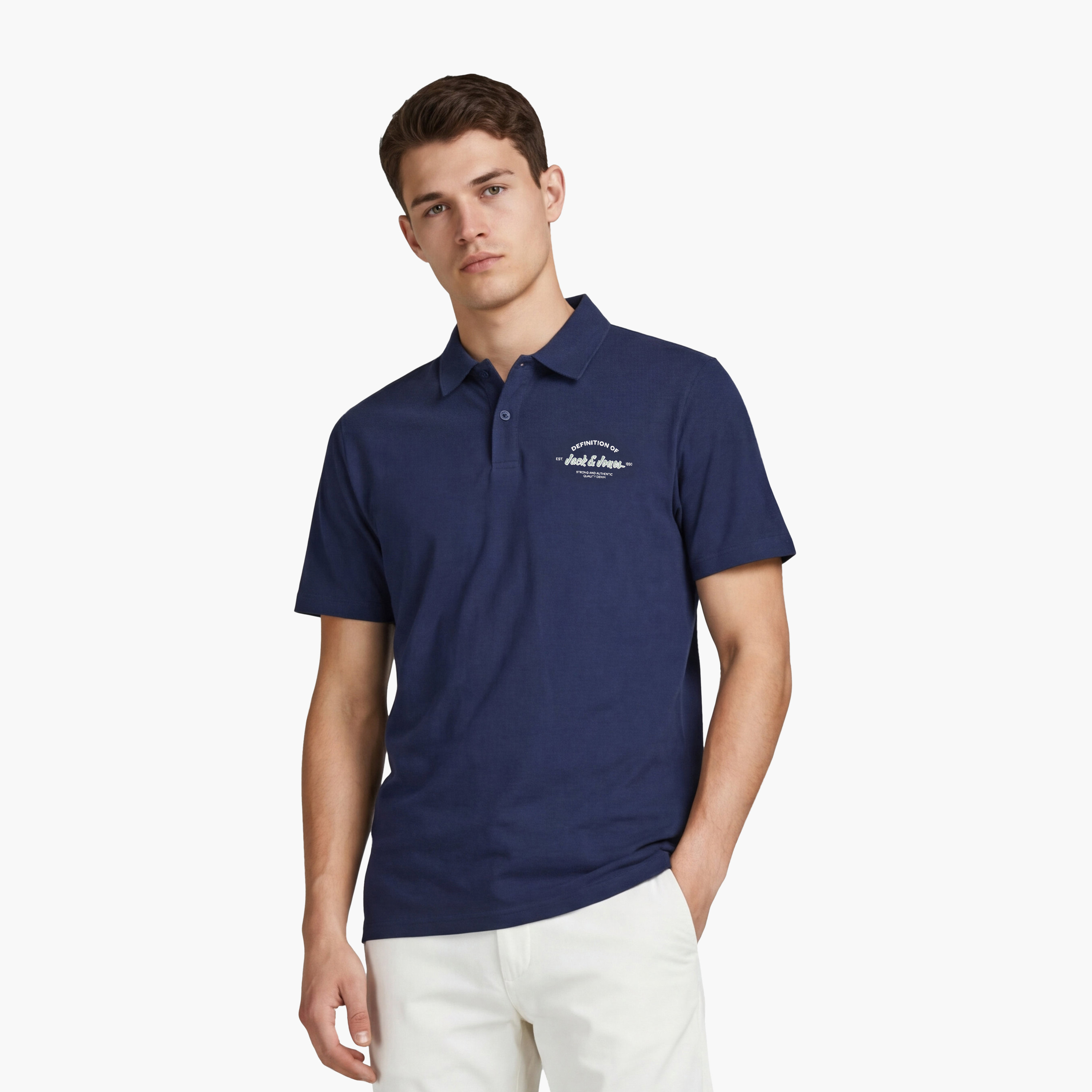 تيشيرت بولو رجالي سادة بياقة وأكمام قصيرة (مقاس كبير) من جاك آند جونز-men-clothing-tshirtsandpolos-polos-image-6