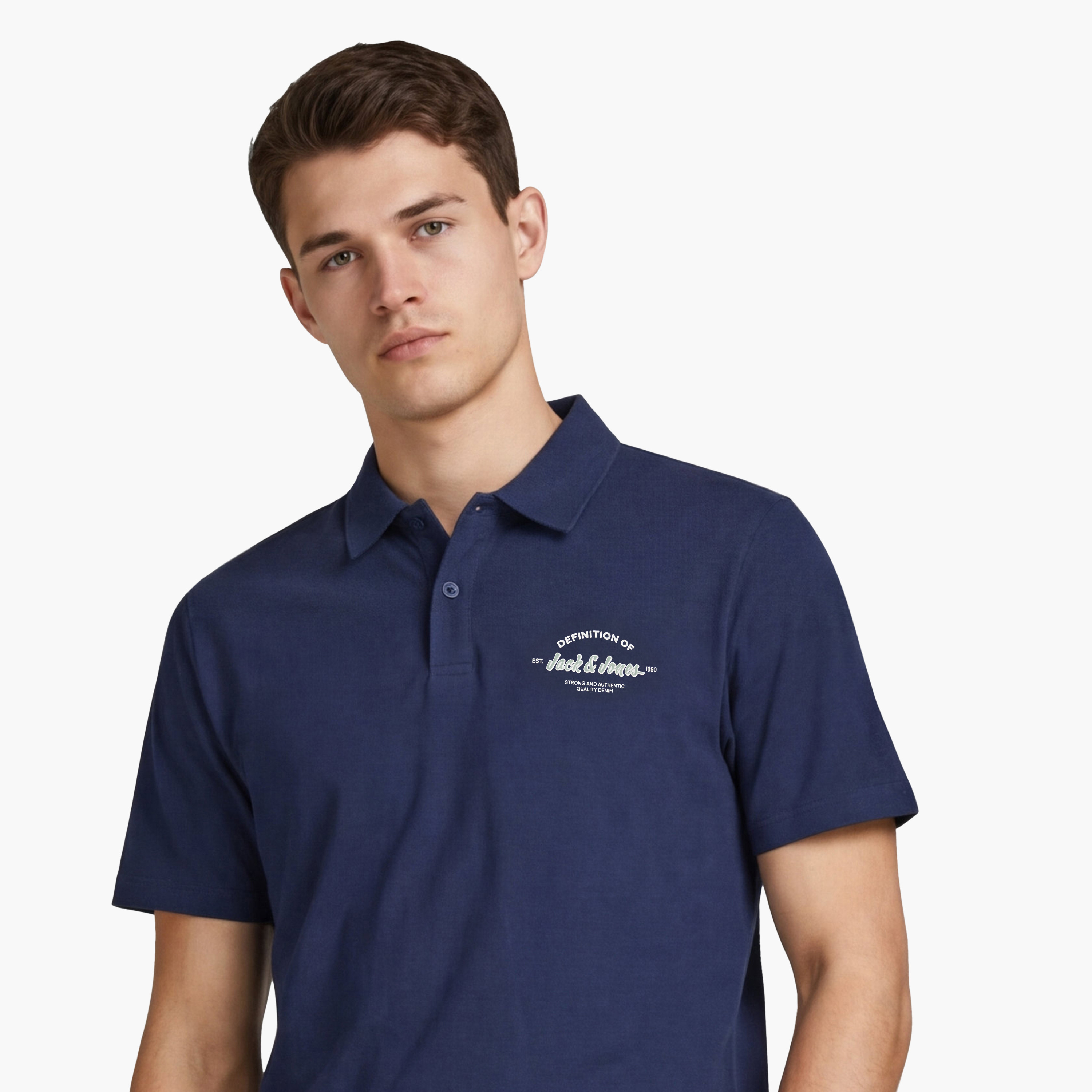 تيشيرت بولو رجالي سادة بياقة وأكمام قصيرة (مقاس كبير) من جاك آند جونز-men-clothing-tshirtsandpolos-polos-image-9