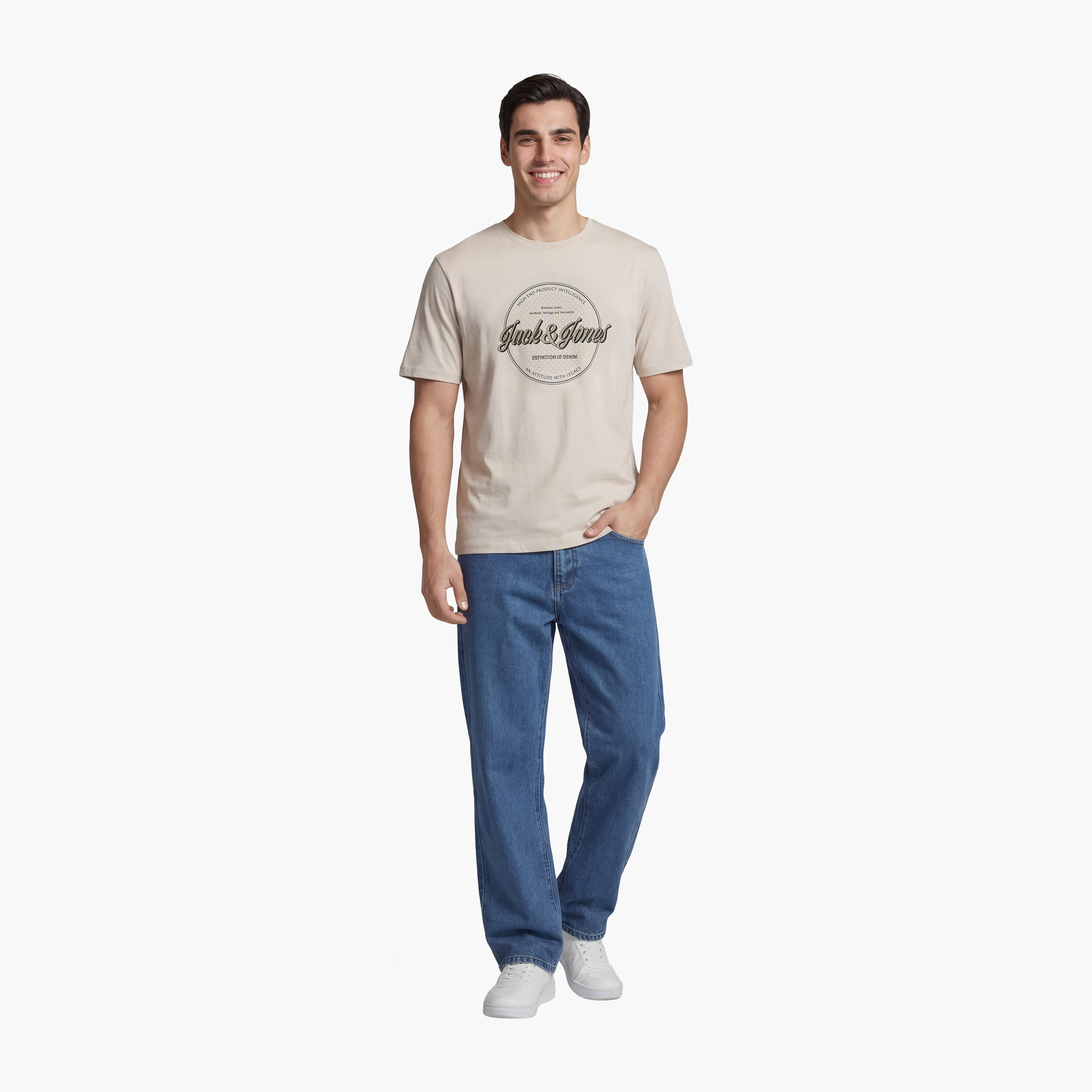 تيشيرت رجالي مطبوع برسومات بياقة دائرية وأكمام قصيرة من جاك ان جونز-men-clothing-tshirtsandpolos-tshirts-image-2