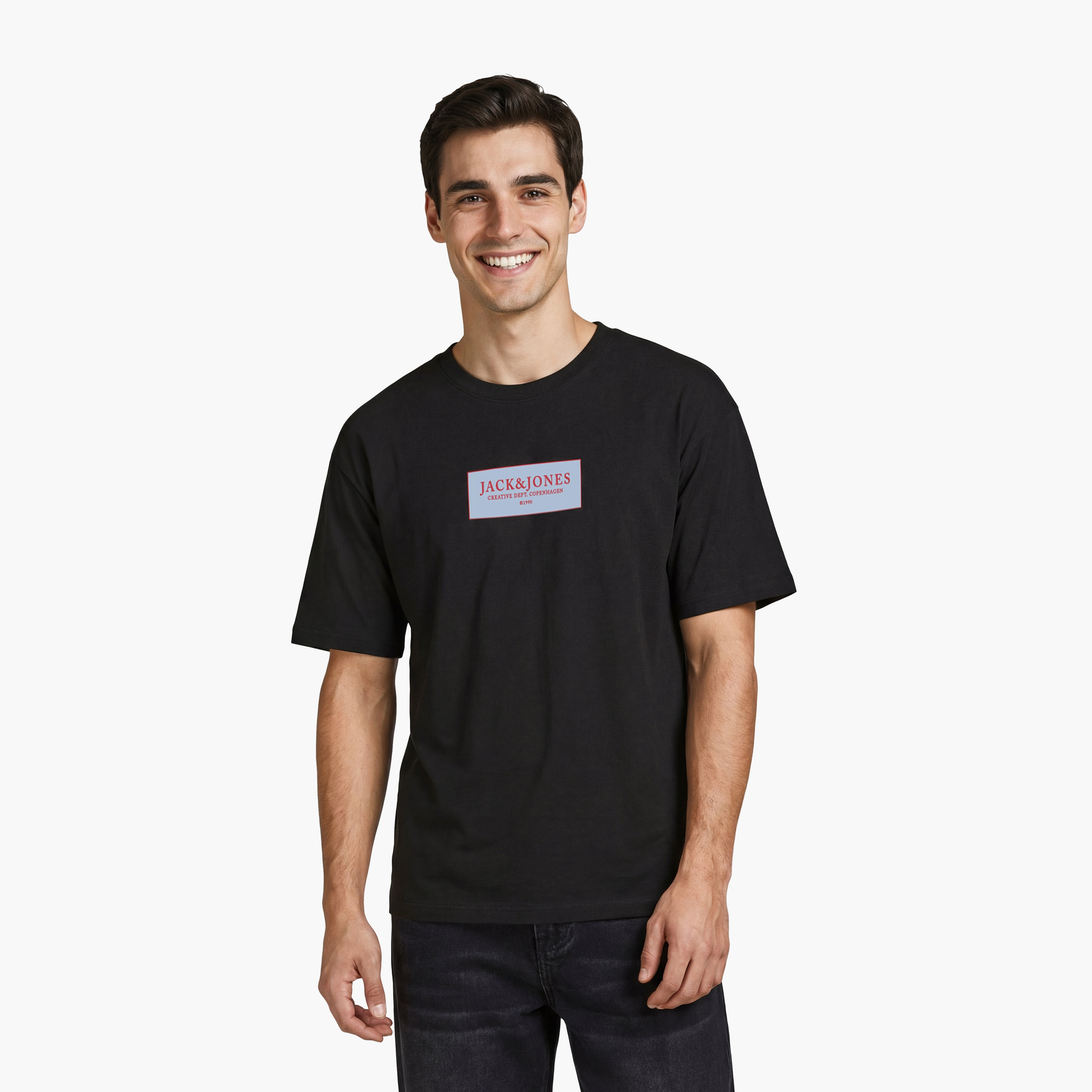 تيشيرت رجالي مطبوع برسومات بياقة دائرية وأكمام قصيرة من جاك ان جونز-men-clothing-tshirtsandpolos-tshirts-image-5