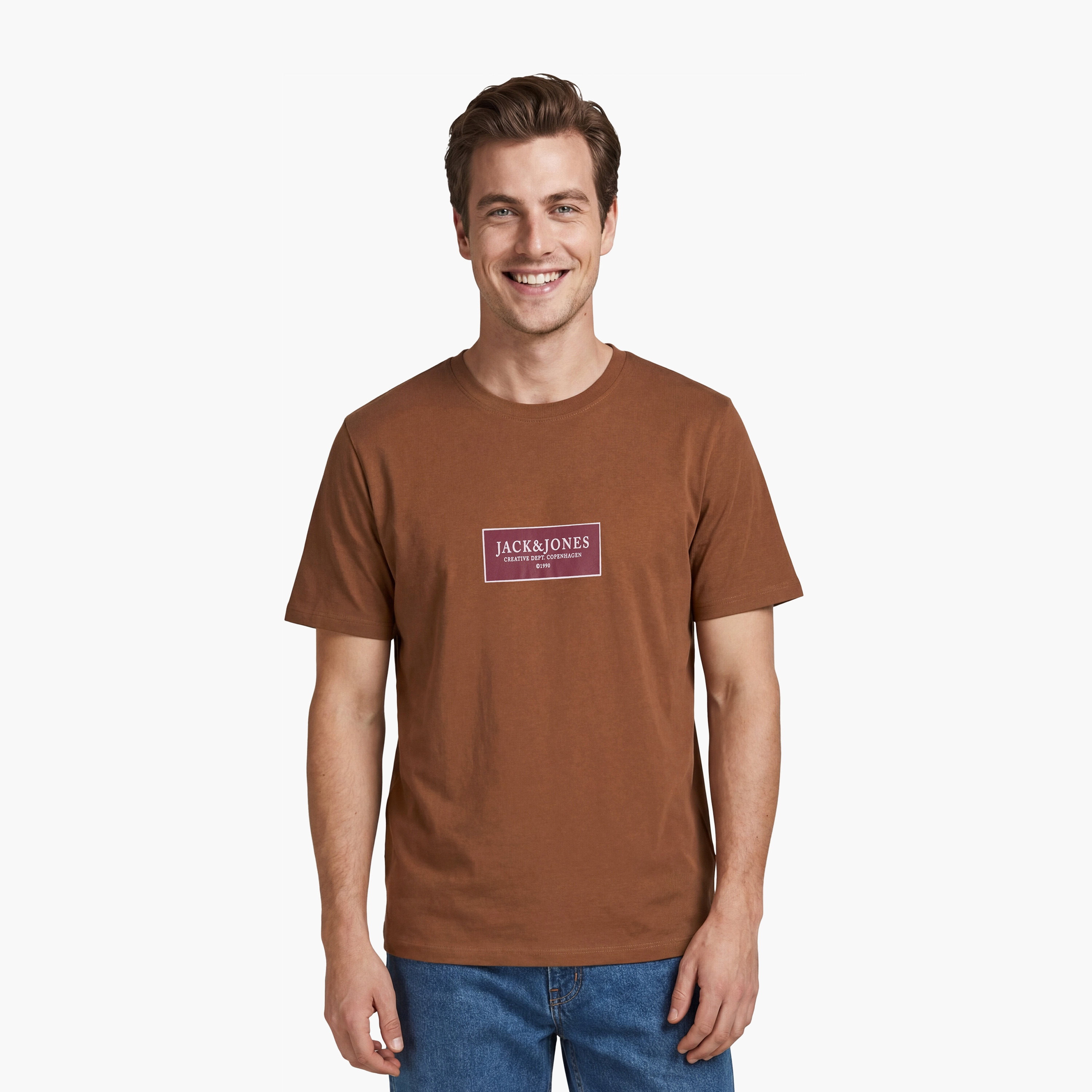 تيشيرت رجالي مطبوع برسومات بياقة دائرية وأكمام قصيرة من جاك ان جونز-men-clothing-tshirtsandpolos-tshirts-image-13
