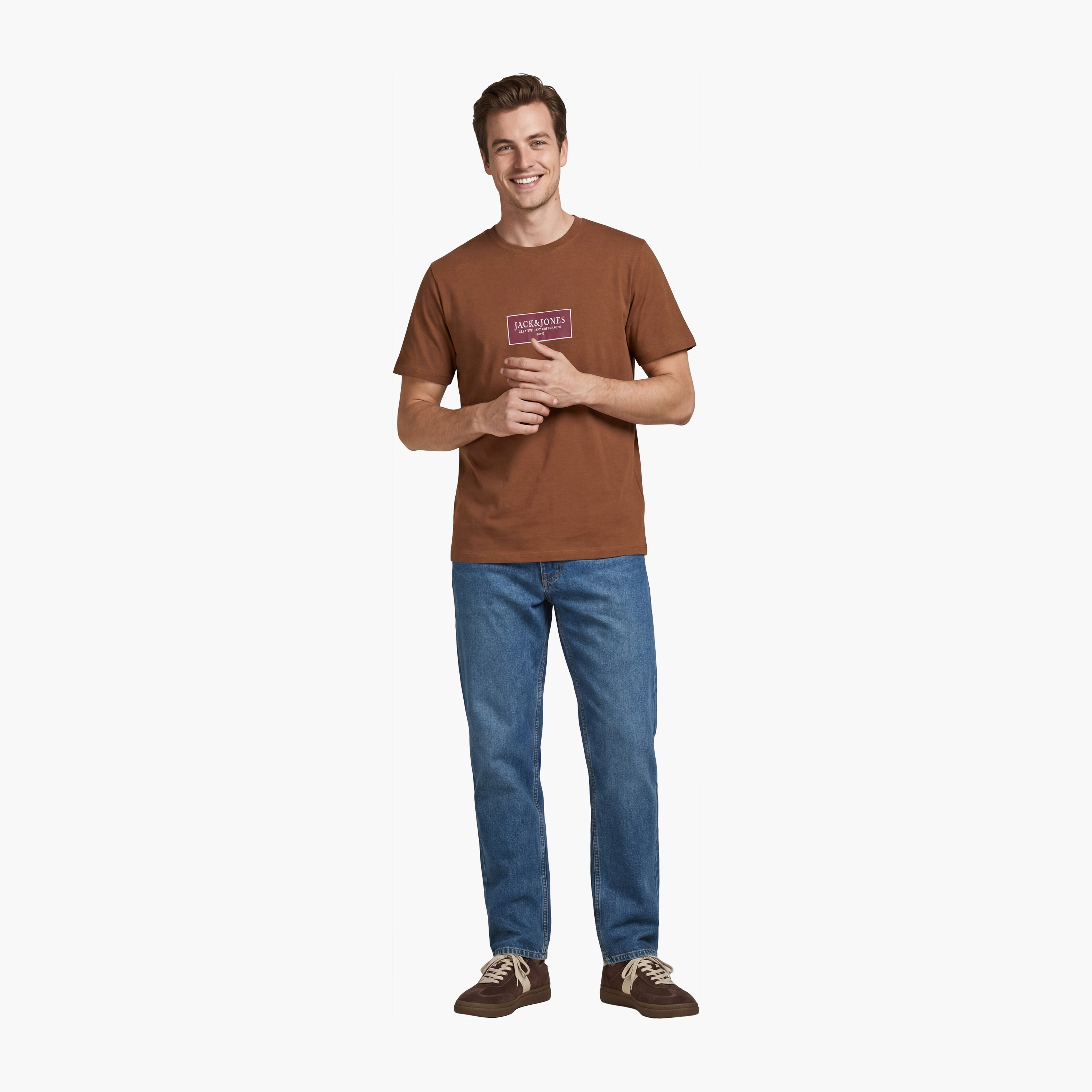 تيشيرت رجالي مطبوع برسومات بياقة دائرية وأكمام قصيرة من جاك ان جونز-men-clothing-tshirtsandpolos-tshirts-image-14