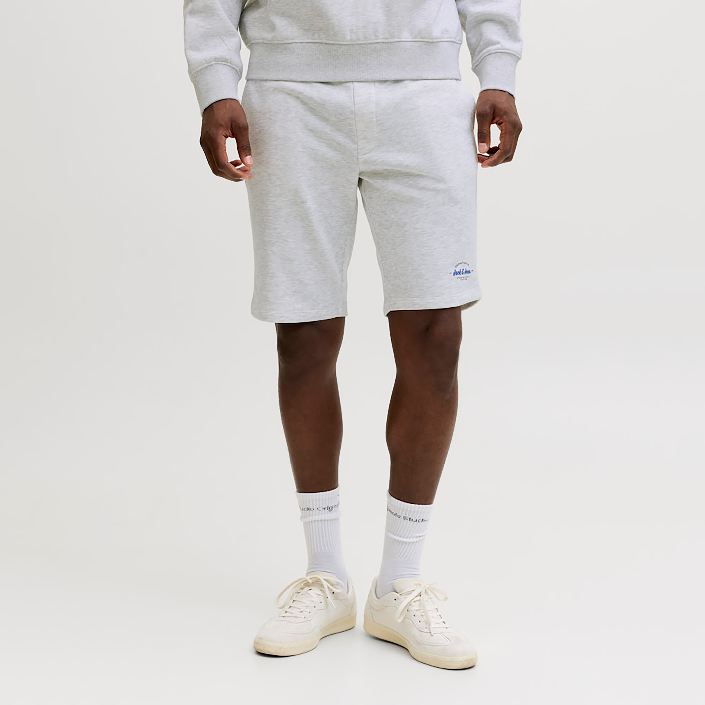 Jack & Jones Plain Mid-Rise Elasticated Drawstring Waist Men's Shorts-men-clothing-bottoms-shorts-image-1