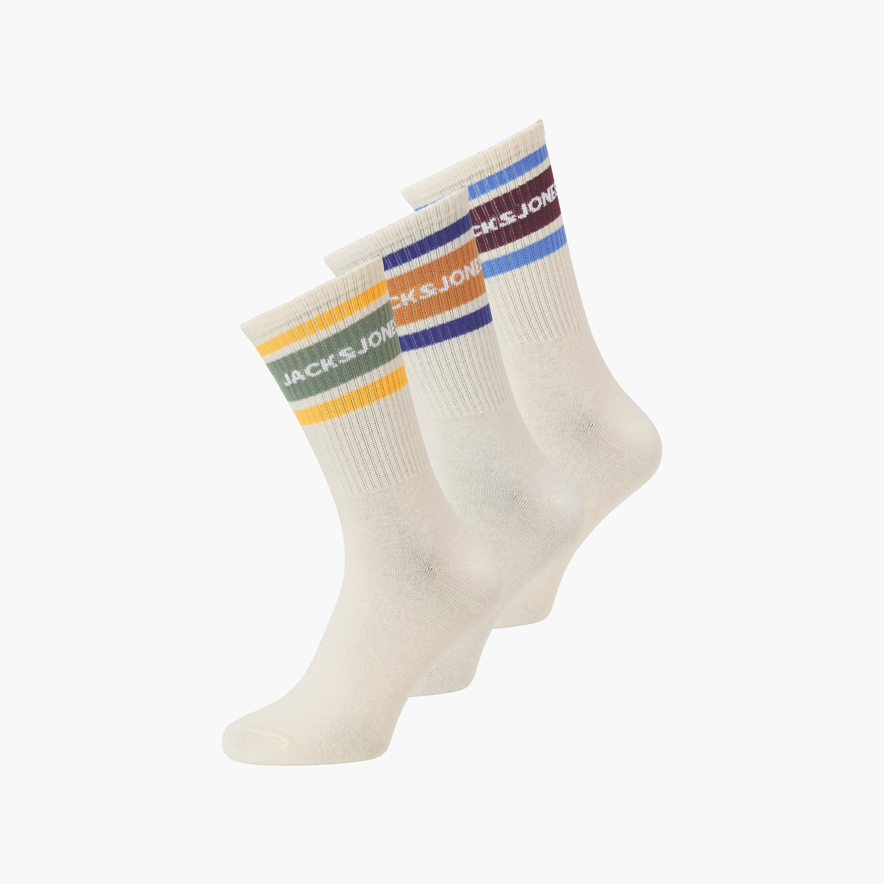 طقم جوارب قطنية مخططة رجالي من جاك آند جونز | 12293243 - 3 قطع-men-socks-image-1