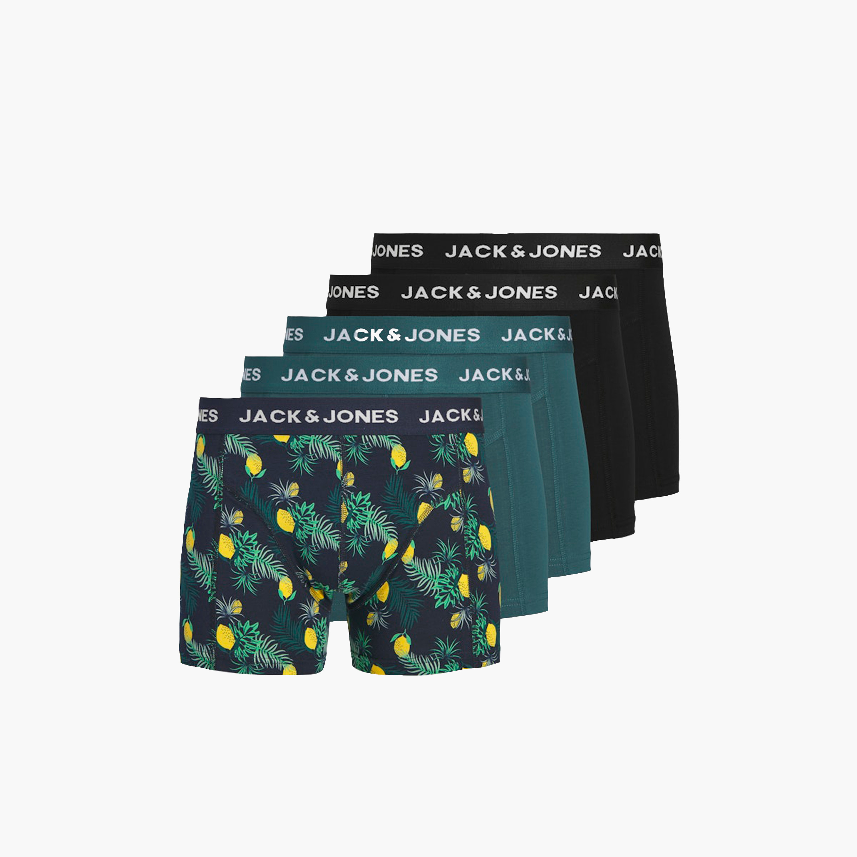 طقم ملابس داخلية رجالي "ترانكس" سادة ومطبوعة 5 قطع من جاك آند جونز-men-clothing-innerwear-underwear-image-1