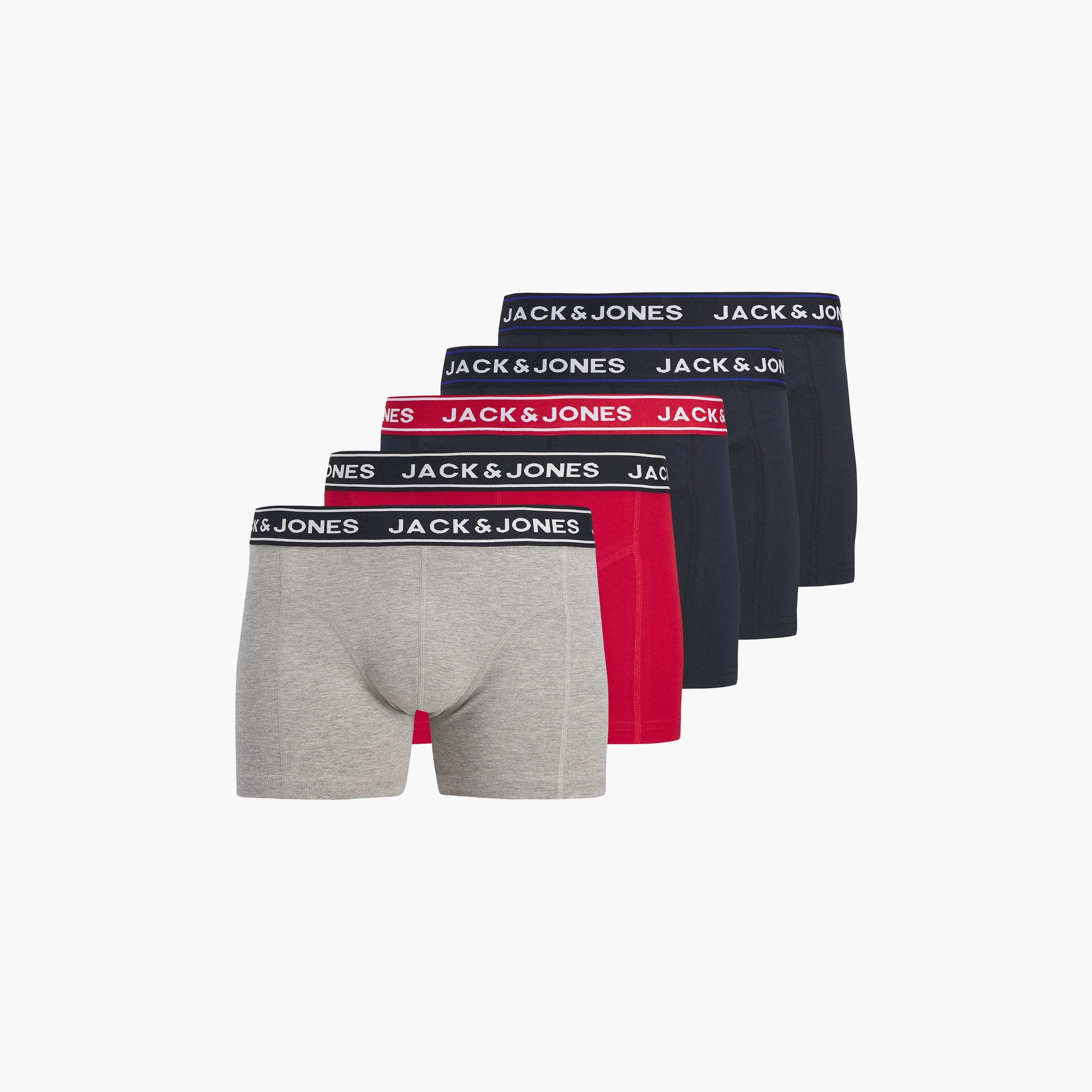 Jack & Jones Pack of 5 Brand Print Waistband Men's Trunks-men-clothing-innerwear-underwear-image-1