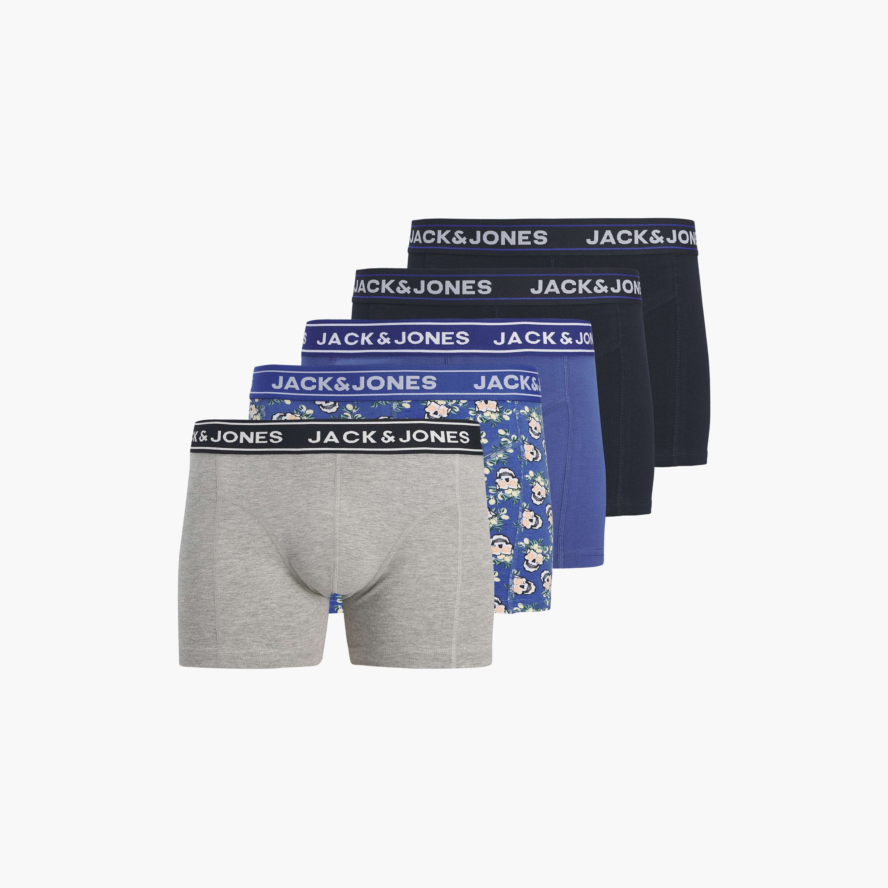 Jack & Jones Pack of 5 Brand Print Waistband Men's Trunks-men-clothing-innerwear-underwear-image-1