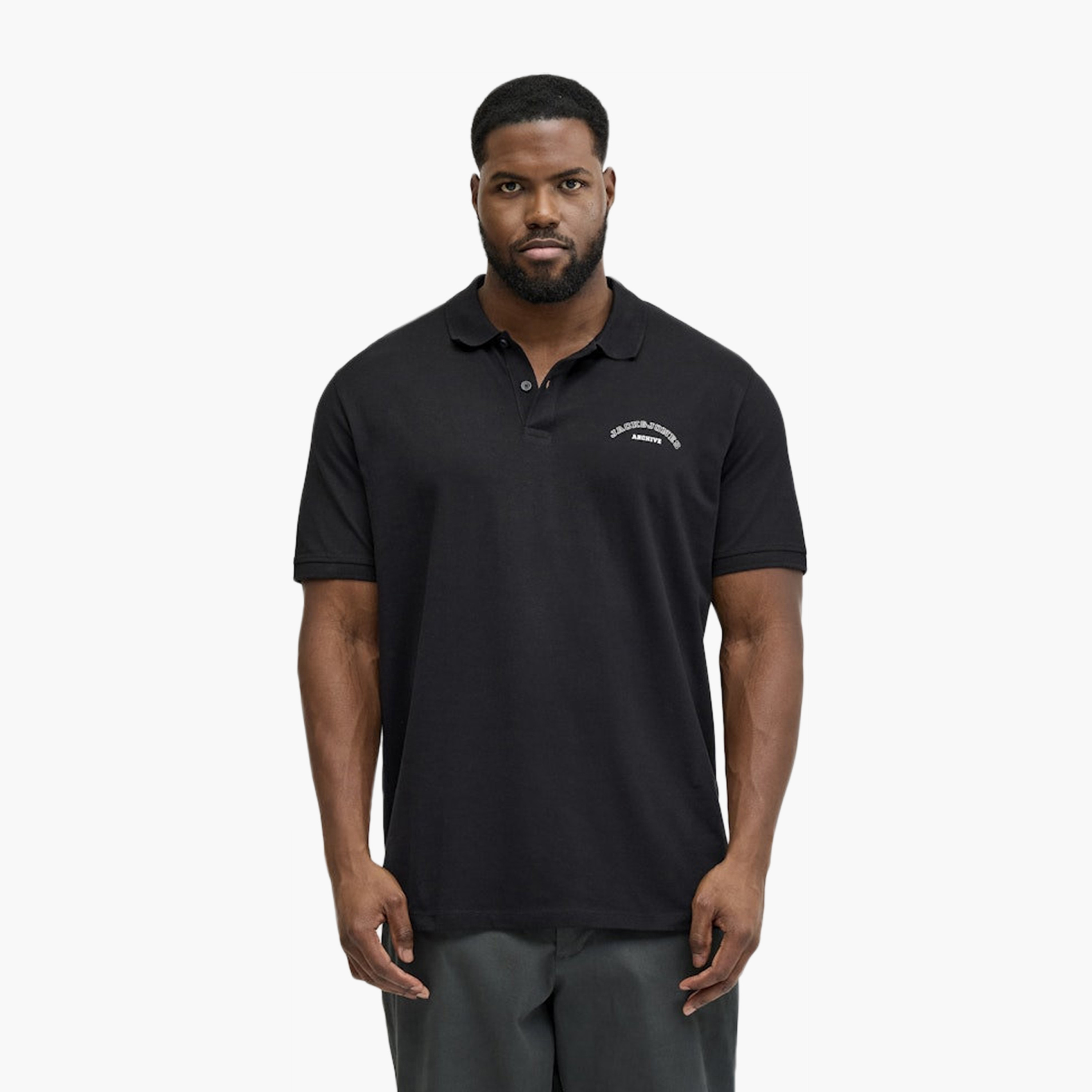 Jack & Jones Plus Size Plain Collared Short Sleeves Men's Polo T-Shirt-men-clothing-tshirtsandpolos-polos-image-1