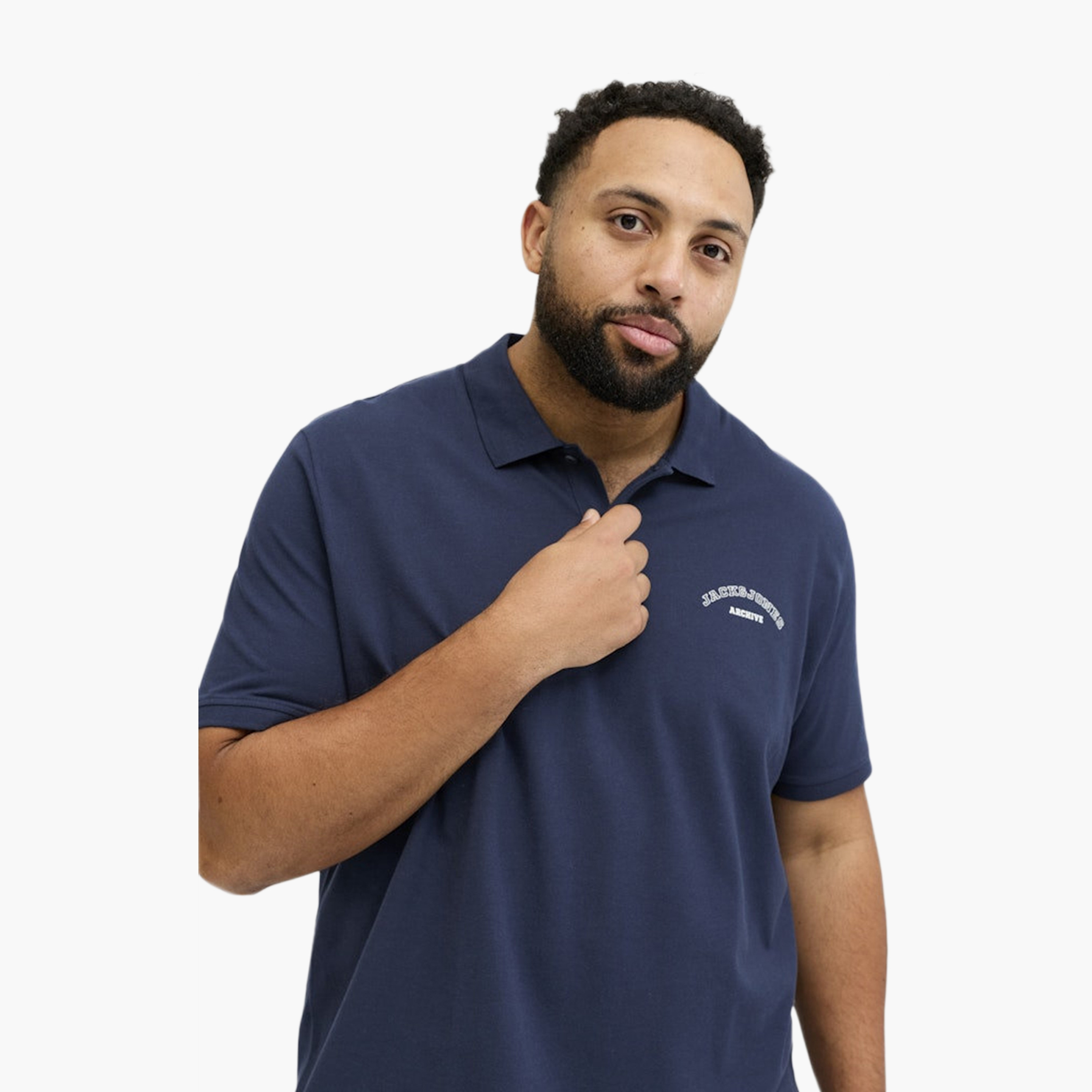 Jack & Jones Plus Size Plain Collared Short Sleeves Men's Polo T-Shirt-men-clothing-tshirtsandpolos-polos-image-3