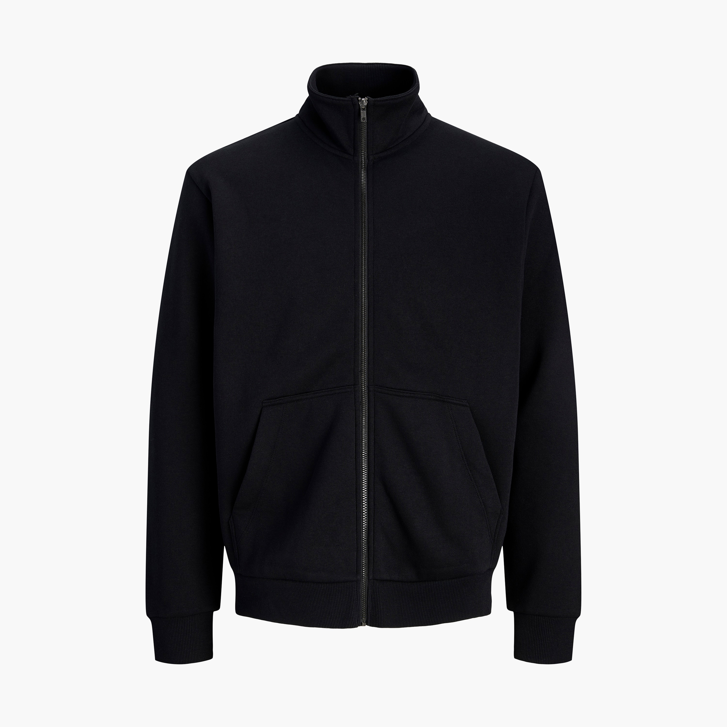 Jack & Jones Plain High Neck Long Sleeves Zip Through Men's Sweatshirt-men-winterwear-hoodiesandsweatshirts-image-7