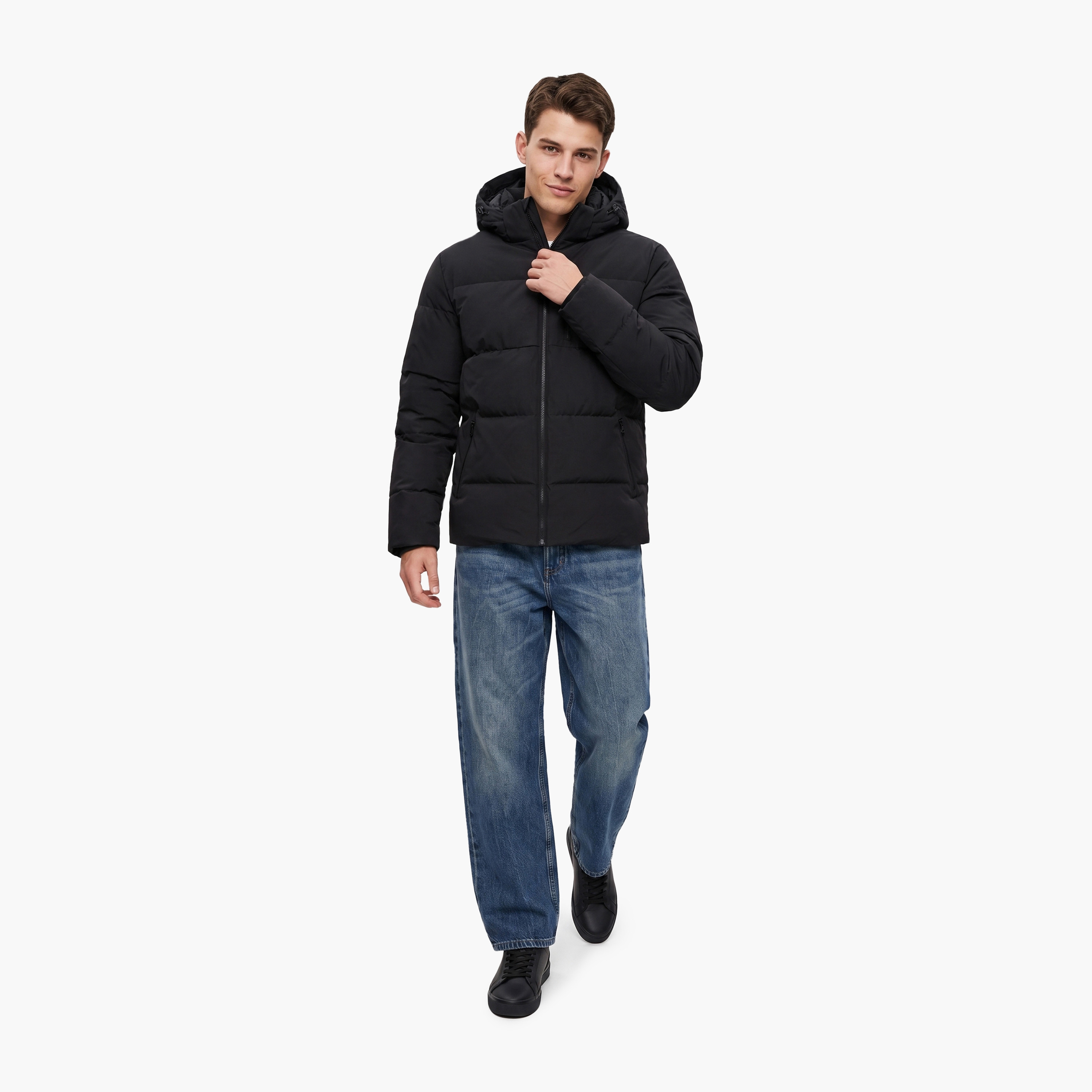 جاكيت بافر رجالي سادة برقبة هودي وأكمام طويلة من جاك آند جونز-men-clothing-jacketsandblazers-jackets-image-2