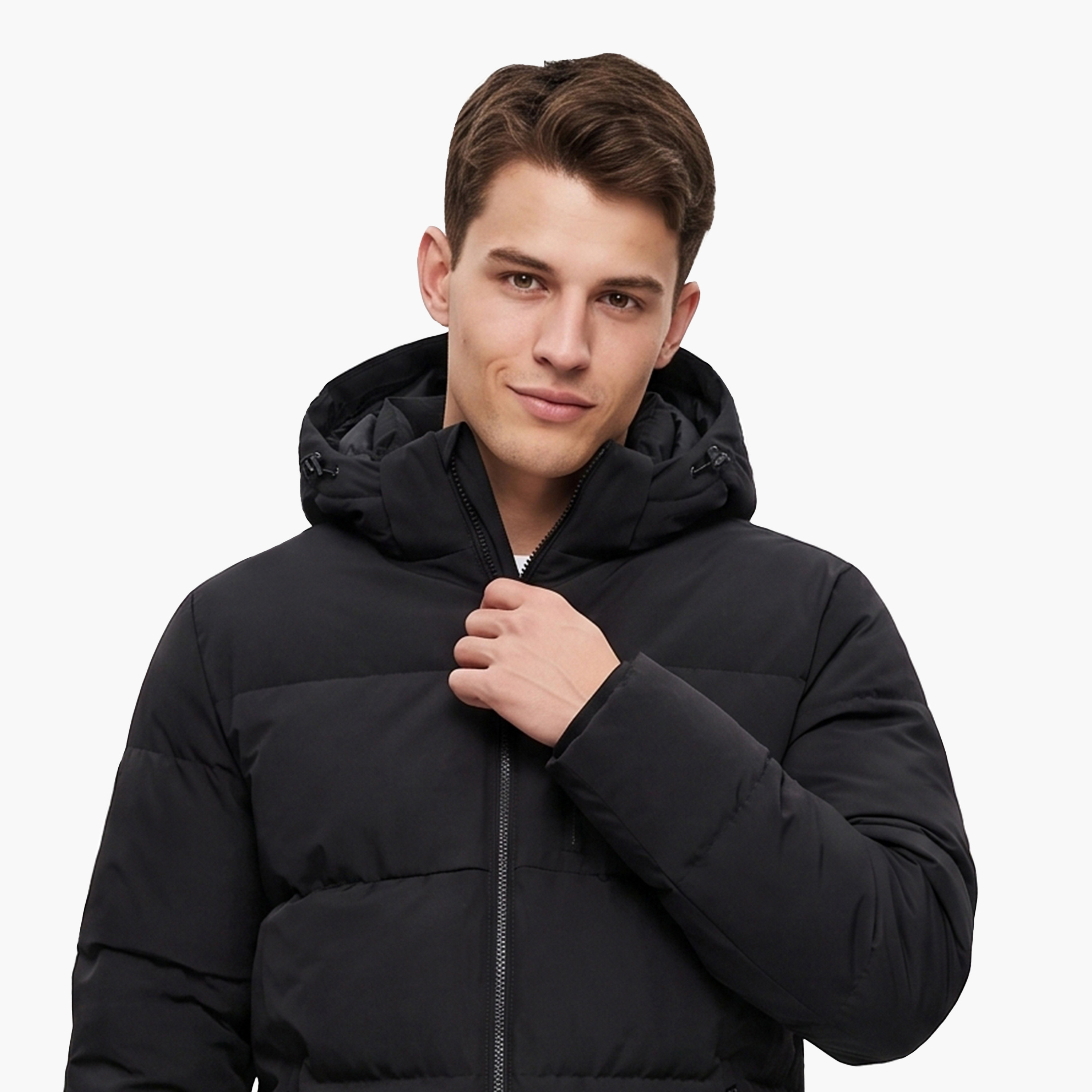 جاكيت بافر رجالي سادة برقبة هودي وأكمام طويلة من جاك آند جونز-men-clothing-jacketsandblazers-jackets-image-3