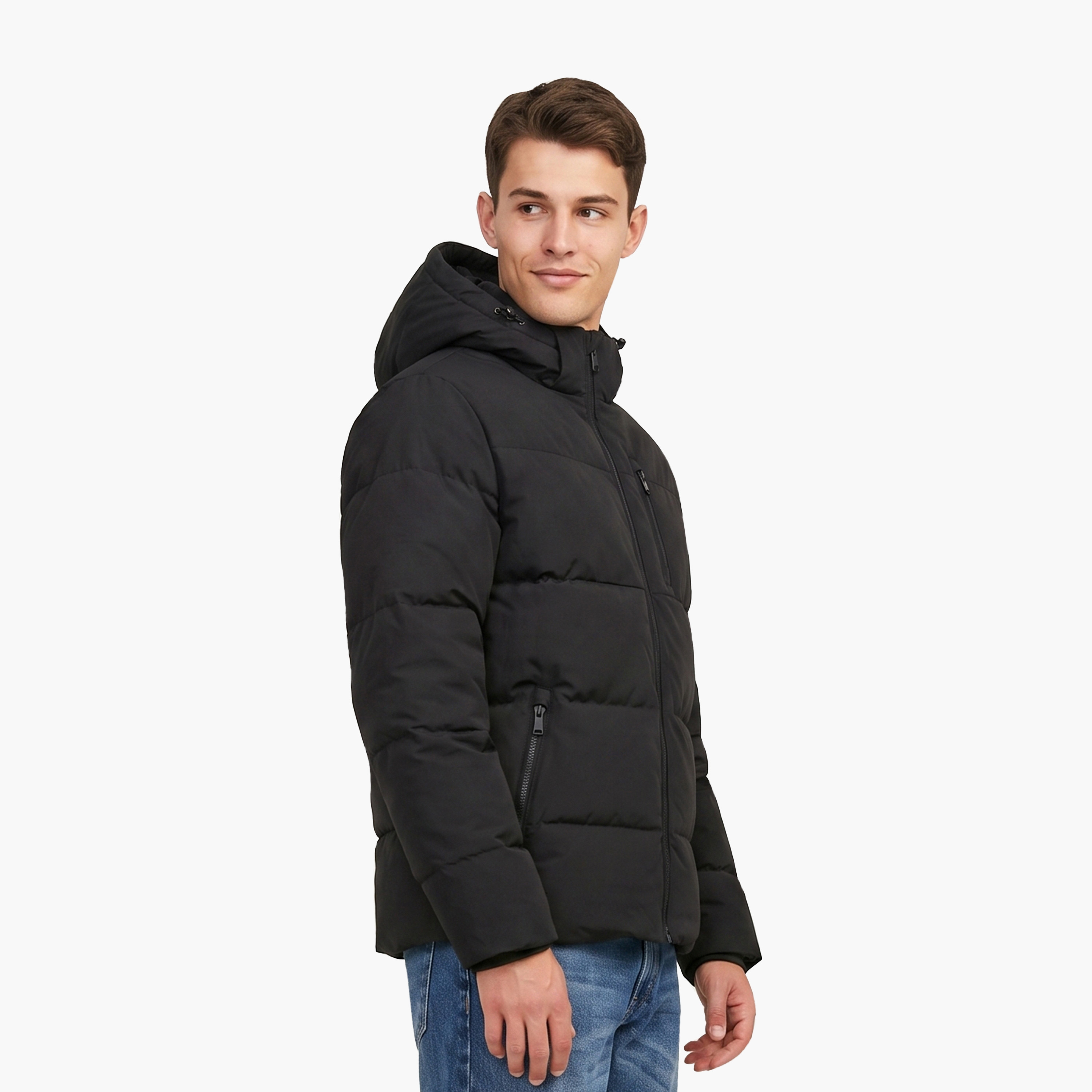 جاكيت بافر رجالي سادة برقبة هودي وأكمام طويلة من جاك آند جونز-men-clothing-jacketsandblazers-jackets-image-4