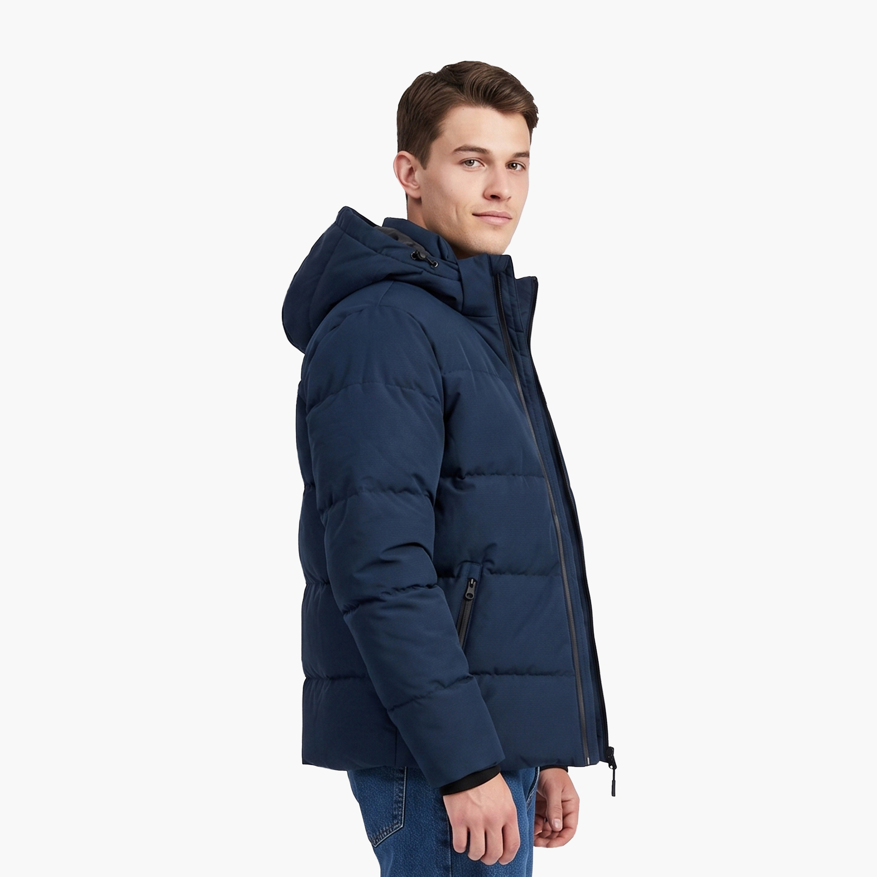 جاكيت بافر رجالي سادة برقبة هودي وأكمام طويلة من جاك آند جونز-men-clothing-jacketsandblazers-jackets-image-9