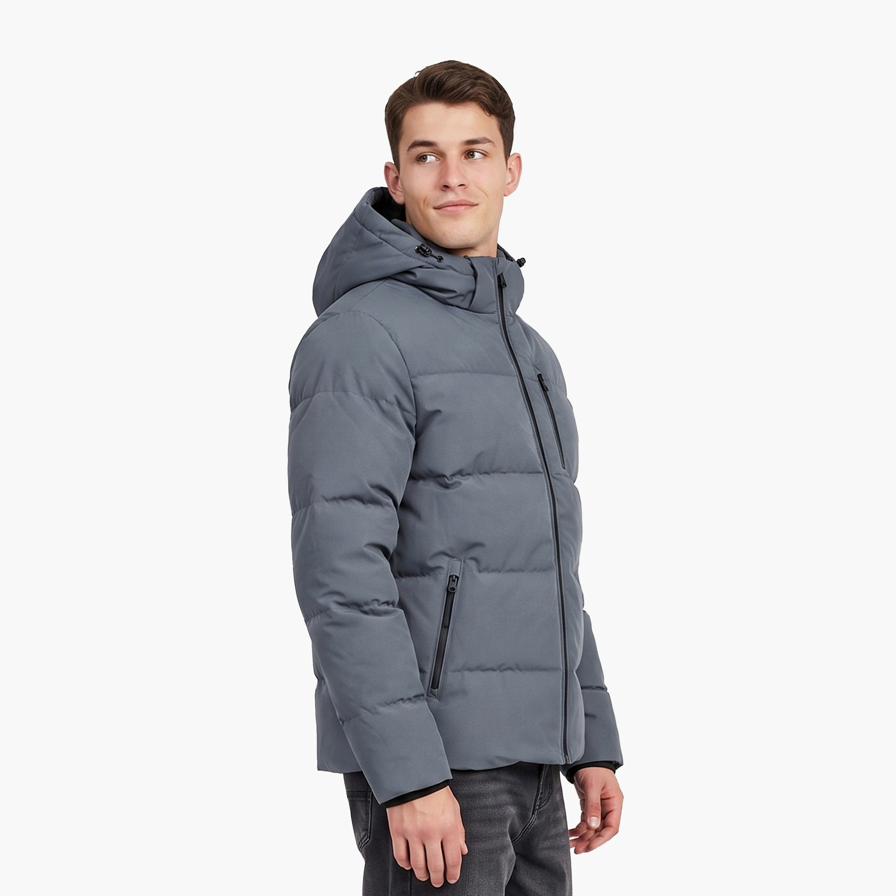 جاكيت بافر رجالي سادة برقبة هودي وأكمام طويلة من جاك آند جونز-men-clothing-jacketsandblazers-jackets-image-4