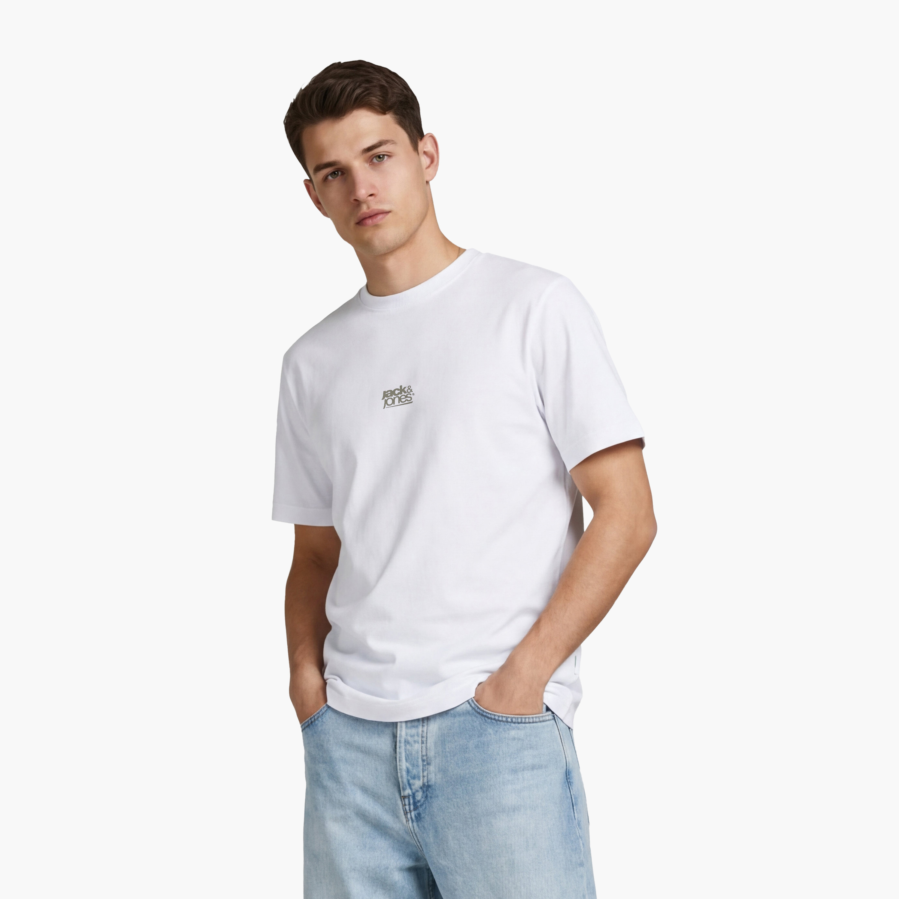 Jack & Jones Plain Crew Neck Short Sleeves Men's T-Shirt-men-clothing-tshirtsandpolos-tshirts-image-1