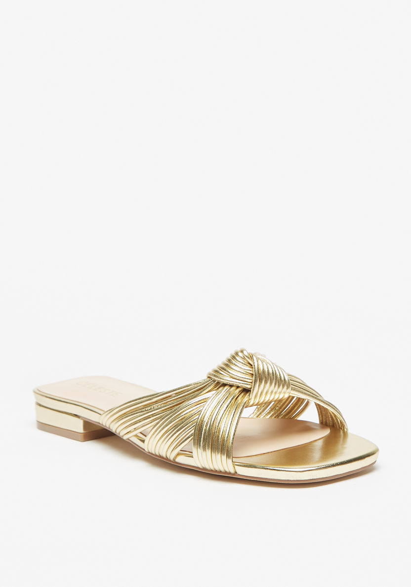 Celeste Womens' Slip-On Slide Sandals with Knot Detail-Women%27s Flat Sandals-image-0