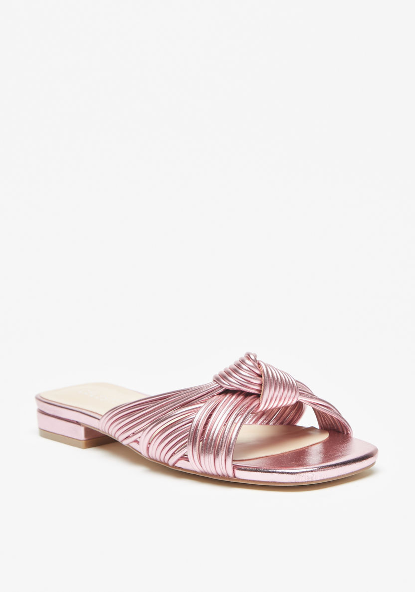 Celeste Womens' Slip-On Slide Sandals with Knot Detail-Women%27s Flat Sandals-image-0