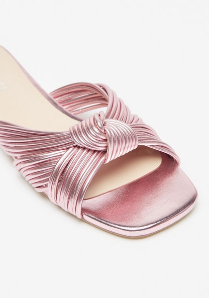Celeste Womens' Slip-On Slide Sandals with Knot Detail-Women%27s Flat Sandals-image-4