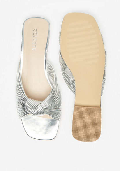 Celeste Womens' Slip-On Slide Sandals with Knot Detail-Women%27s Flat Sandals-image-3