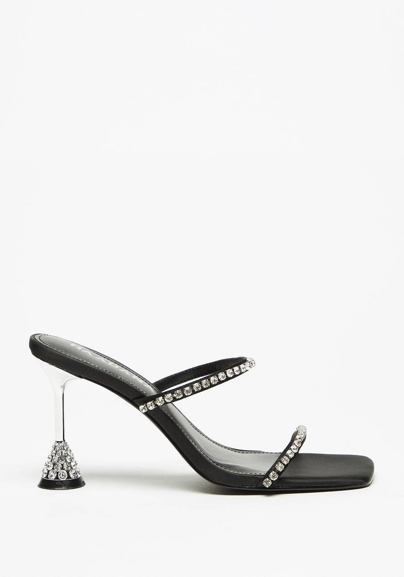Haadana Embellished Slip-On Sandals with Flared Stiletto Heels-Women%27s Heel Sandals-image-0