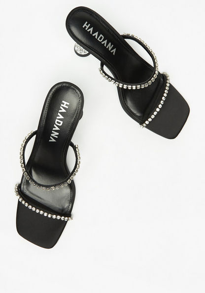 Haadana Embellished Slip-On Sandals with Flared Stiletto Heels-Women%27s Heel Sandals-image-2