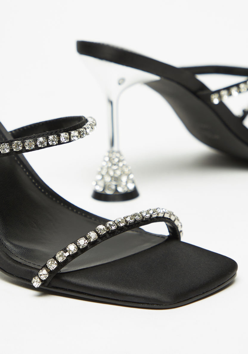 Haadana Embellished Slip-On Sandals with Flared Stiletto Heels-Women%27s Heel Sandals-image-3