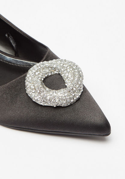 Celeste Women's Embellished Slip-On Shoes with Block Heels-Women%27s Heel Shoes-image-4