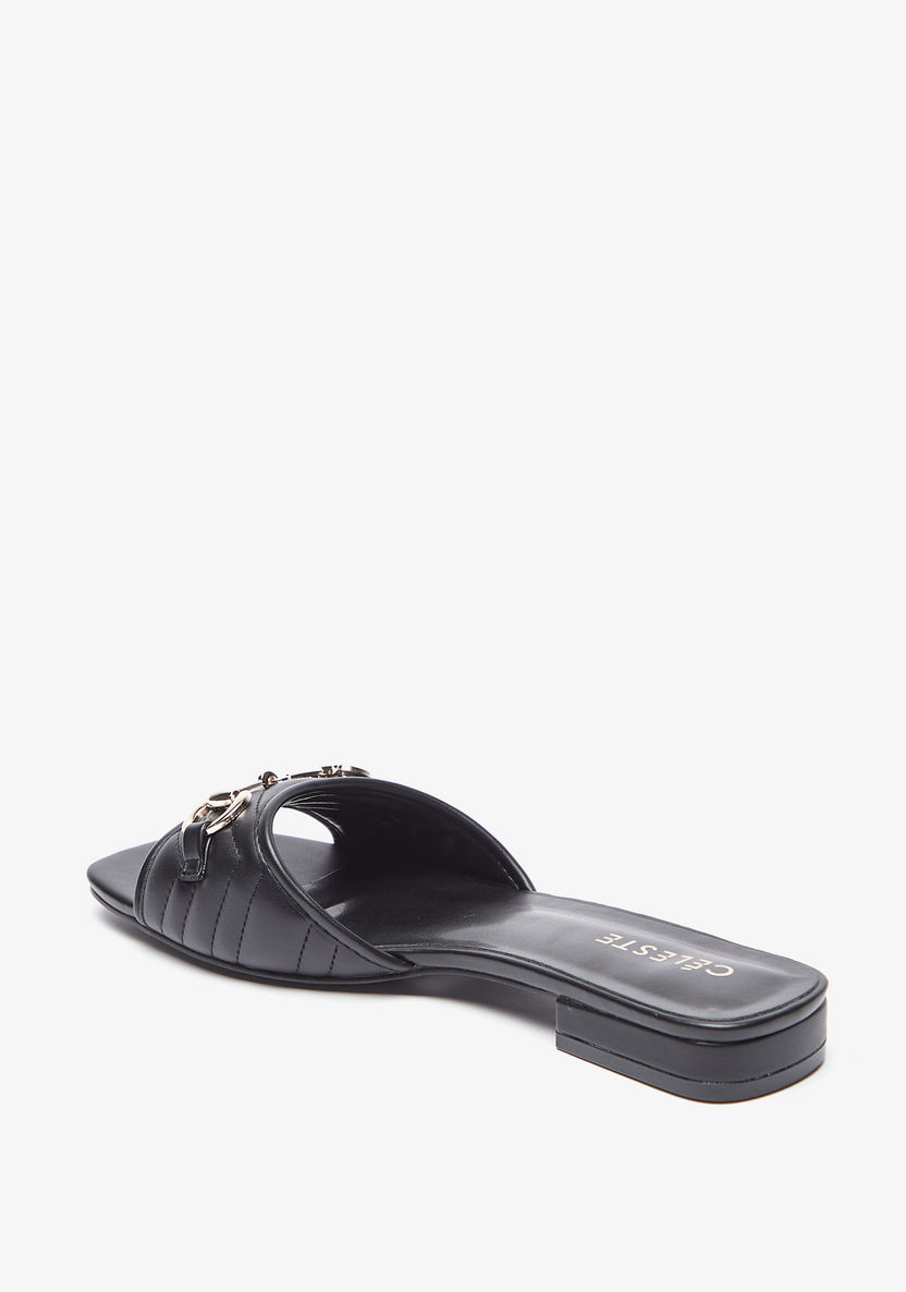 Celeste Women's Slip-On Flat Sandals with Metallic Trim-Women%27s Flat Sandals-image-1