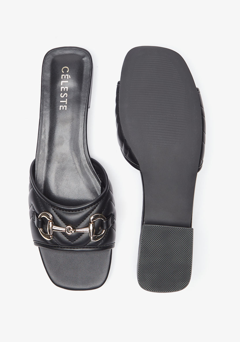Celeste Women's Slip-On Flat Sandals with Metallic Trim-Women%27s Flat Sandals-image-3