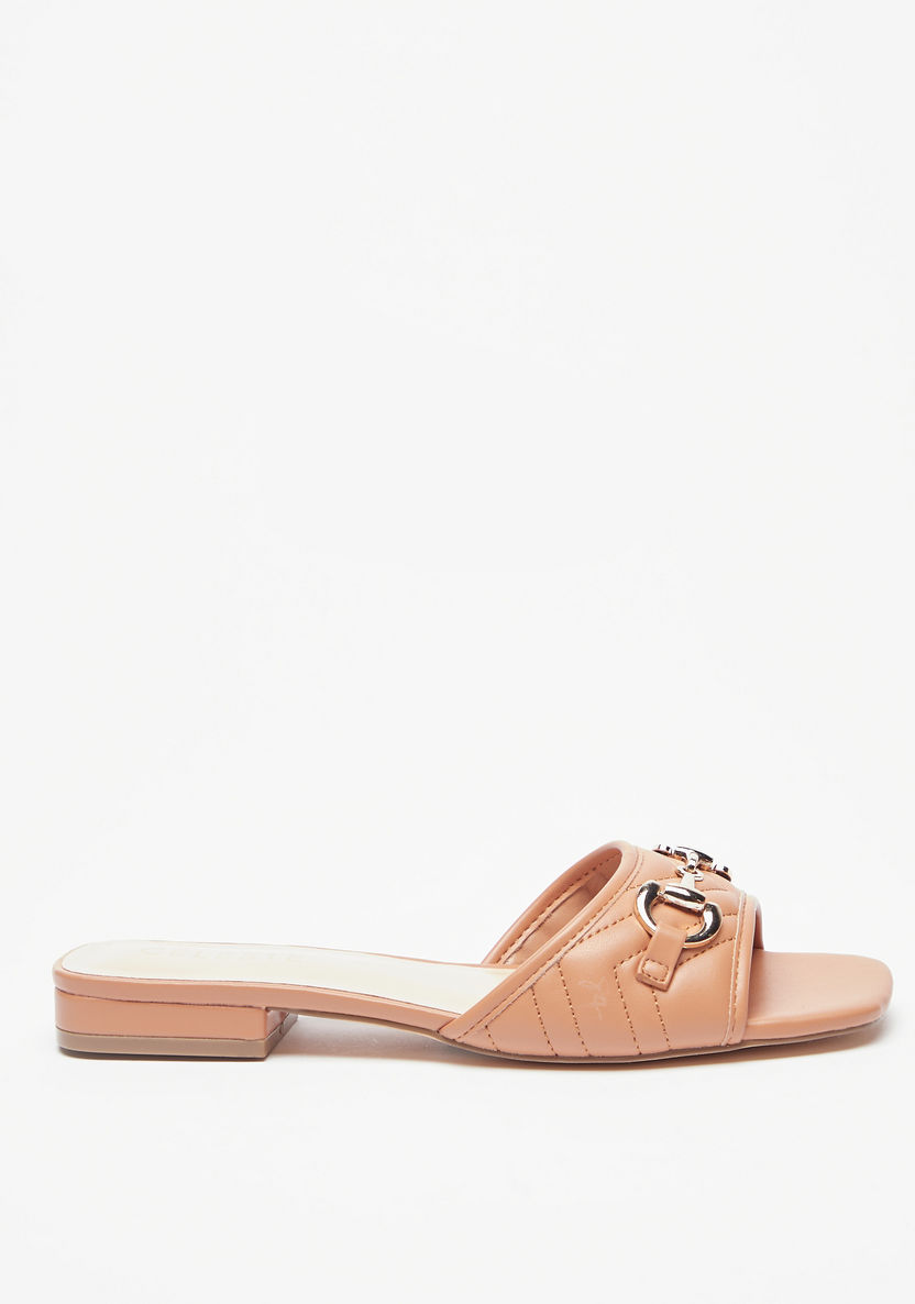 Celeste Women's Slip-On Flat Sandals with Metallic Trim-Women%27s Flat Sandals-image-2